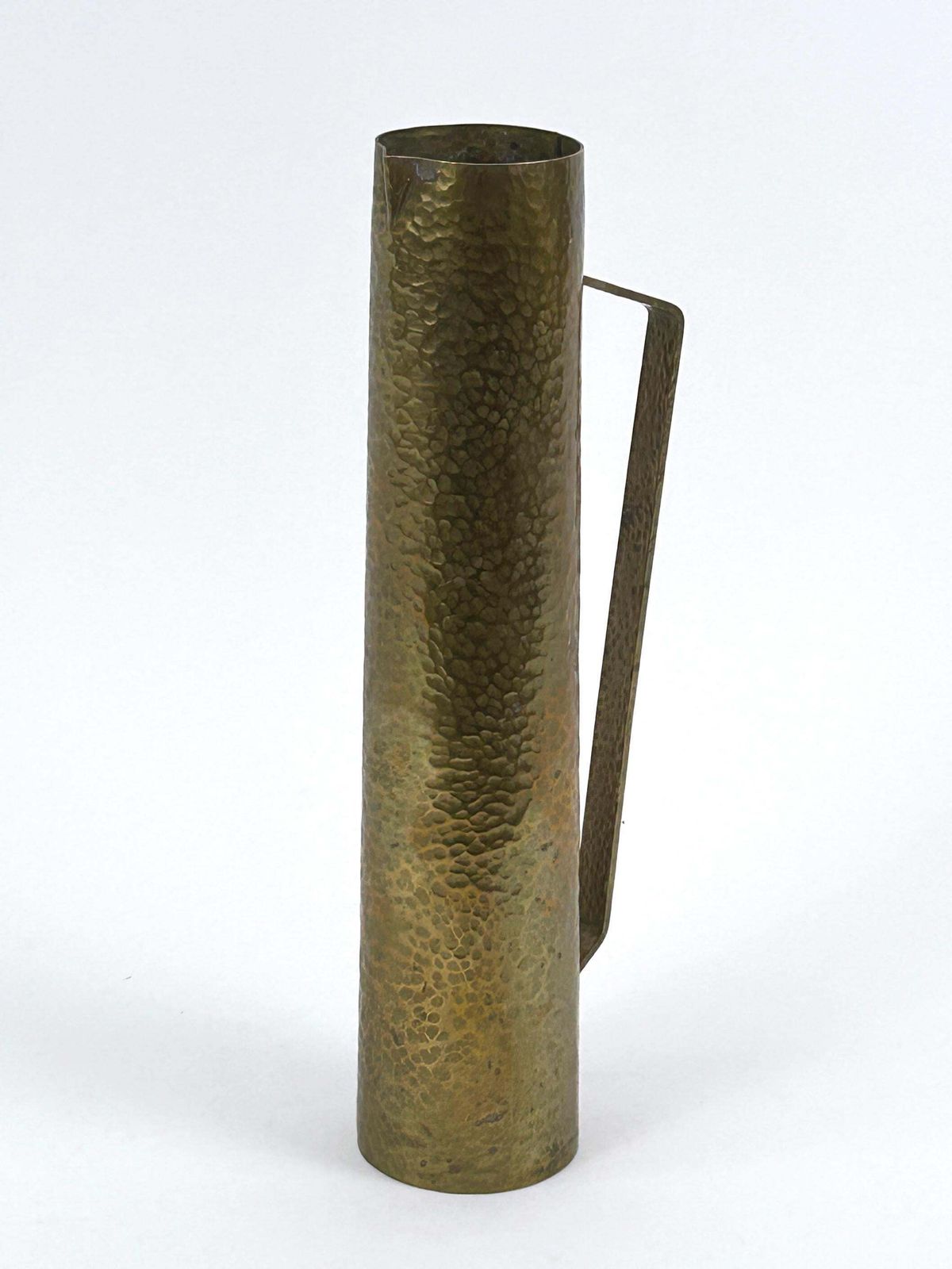 Rare Mid Century Hammered Brass Tall Grip Vase Or Watering Can Germany 1960s photo Home Decor