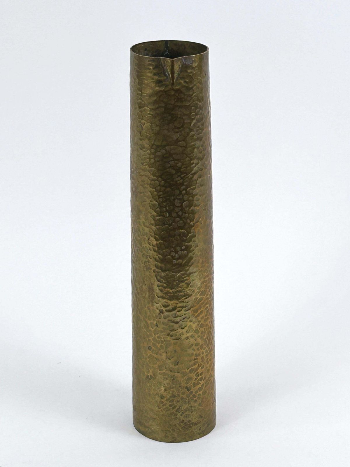 Rare Mid Century Hammered Brass Tall Grip Vase Or Watering Can Germany 1960s photo vinterior