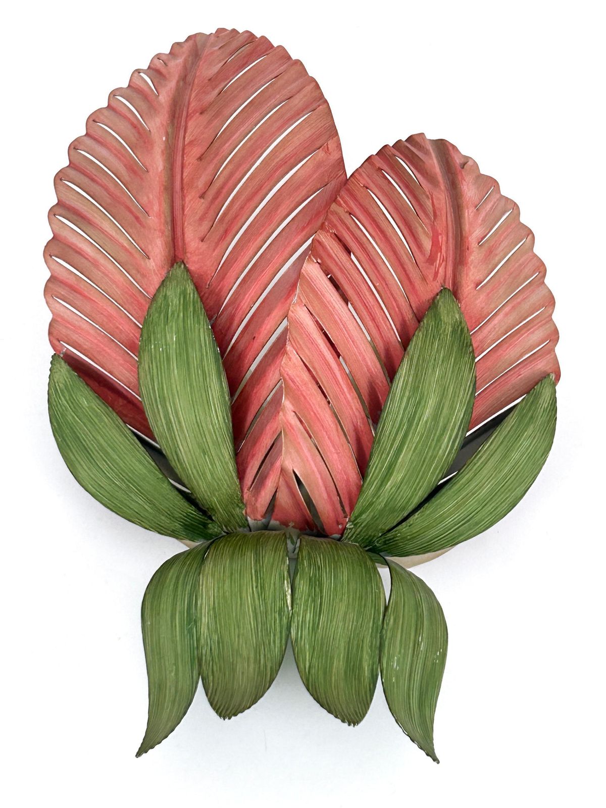 Rare Mid Century Double Leaf Floral Sconce By Holländer Leuchten Germany 1970s photo for sale