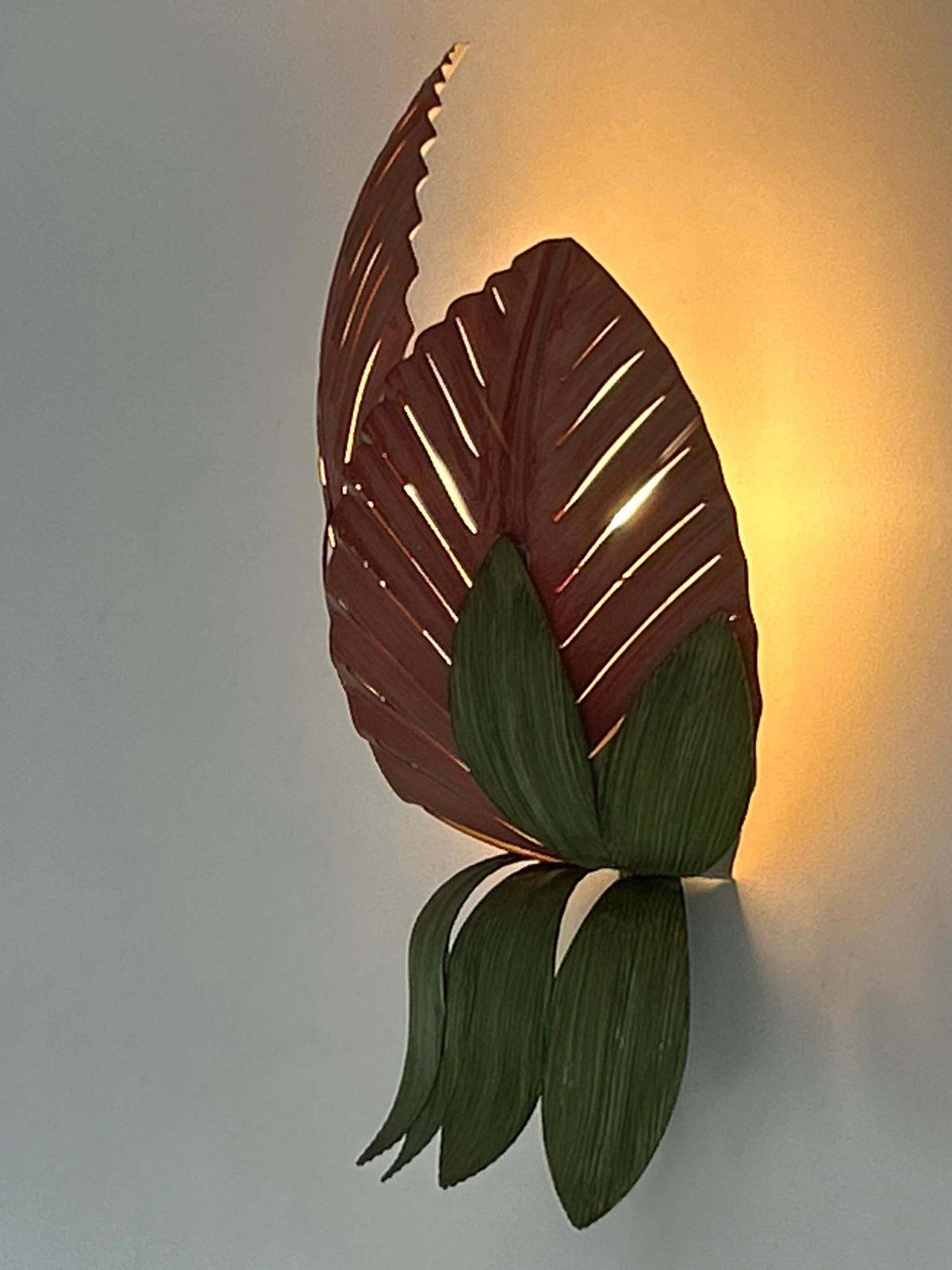 photo for sale Rare Mid Century Double Leaf Floral Sconce By Holländer Leuchten Germany 1970s