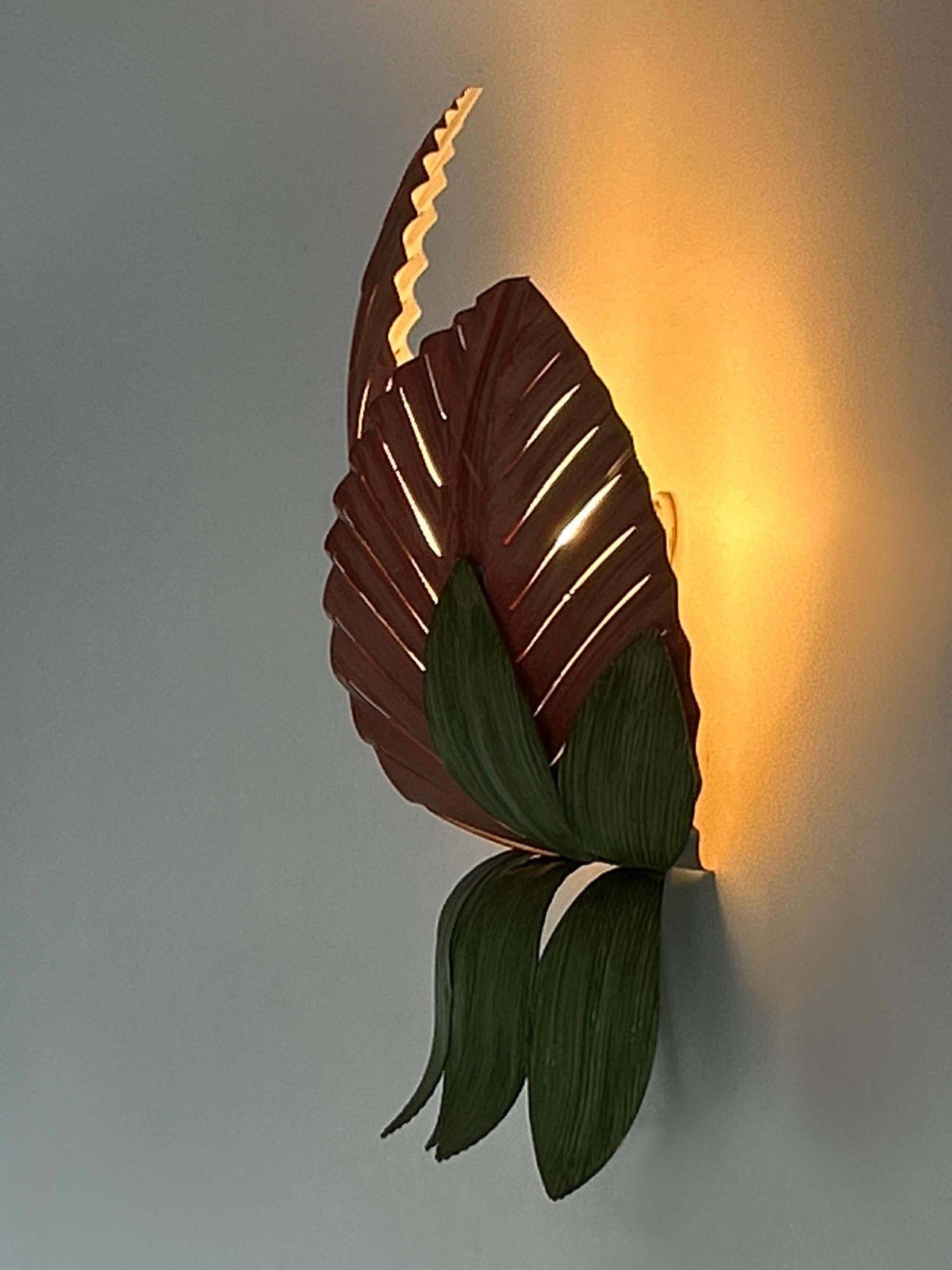 1321.0 Rare Mid Century Double Leaf Floral Sconce By Holländer Leuchten Germany 1970s photo