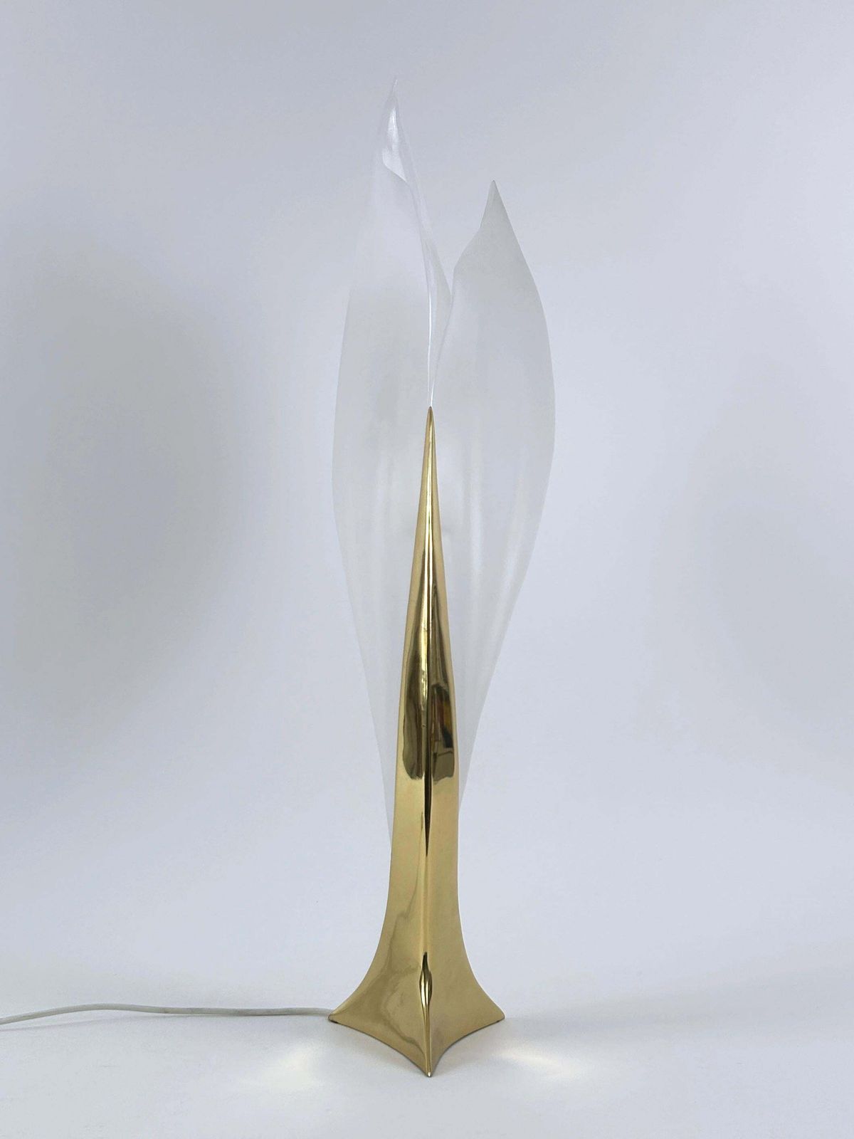 Lighting Modernist Acrylic & Brass Table Lamp Or Floor Light By Maison Rougier 1970s photo