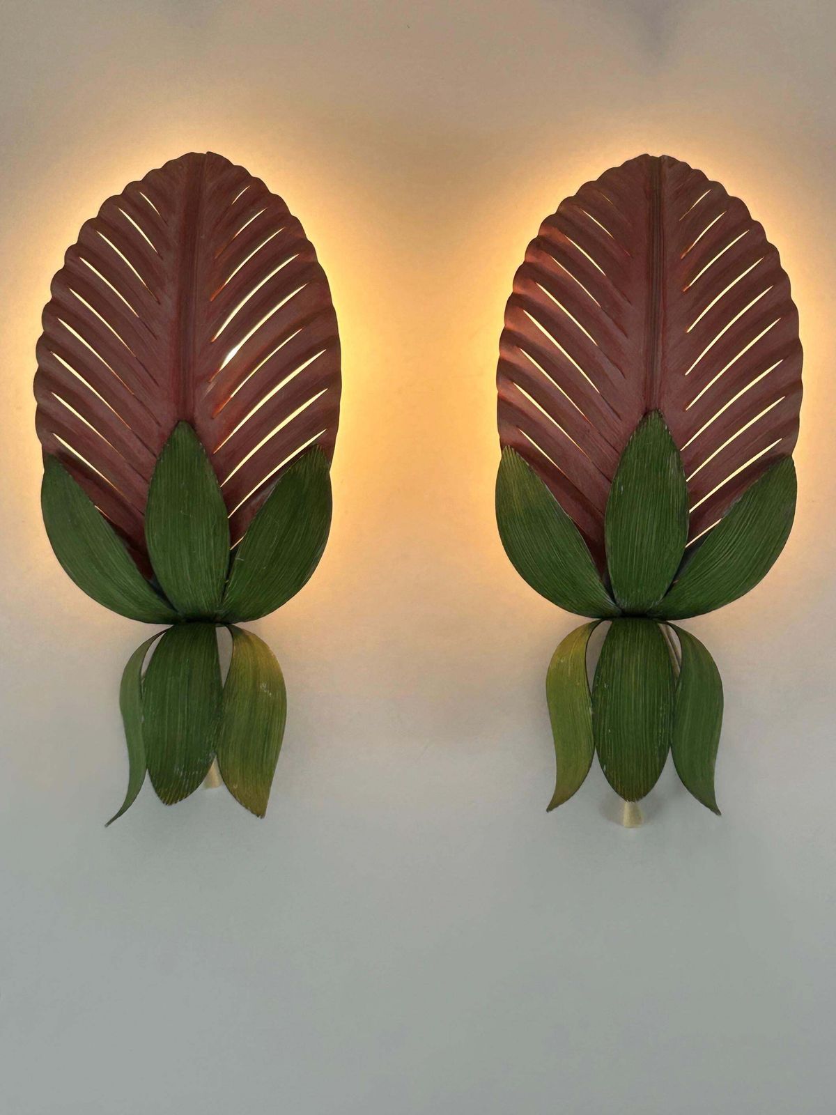 Set Of Two Rare Mid Century Floral Sconces By Holländer Leuchten Germany 1970s photo furniture