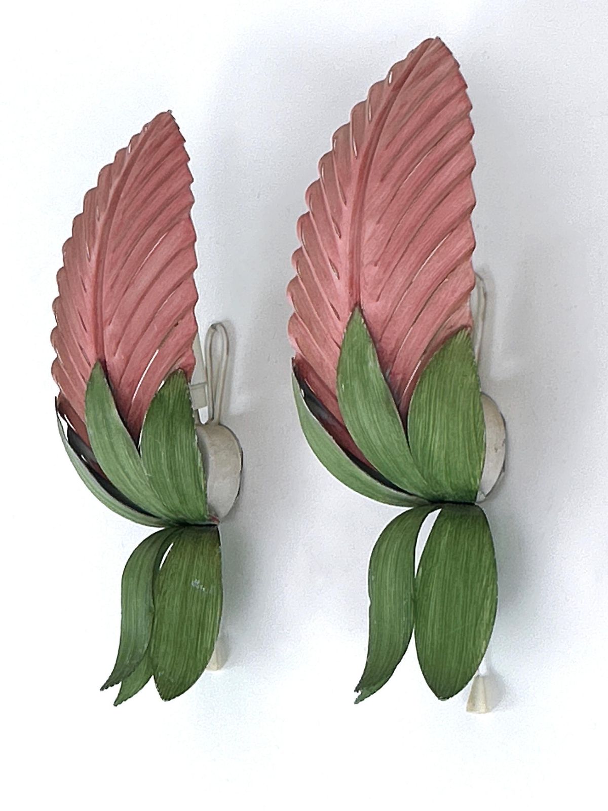 photo vintage Set Of Two Rare Mid Century Floral Sconces By Holländer Leuchten Germany 1970s