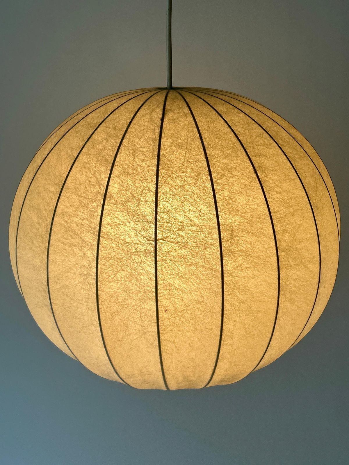 Mid Century Goldkant Globe Cocoon Pendant Lamp Or Hanging Light Germany 1960s photo vintage