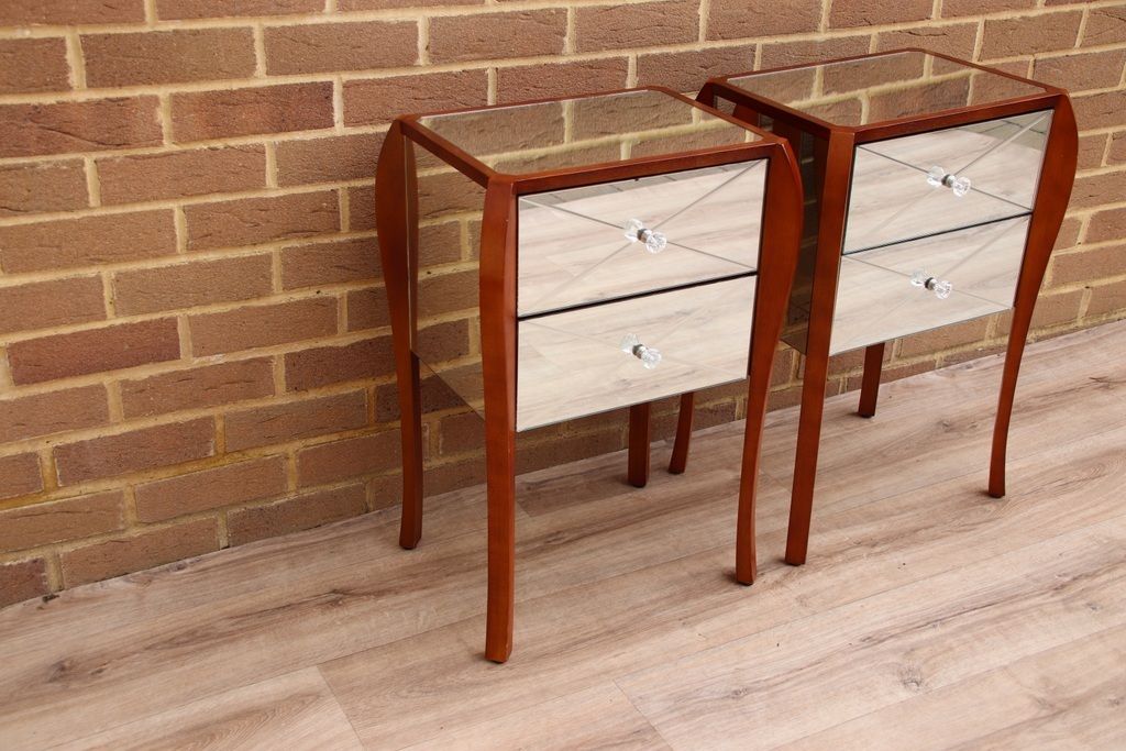 Pair Of Laura Ashley Mirrored Bedside Tables photo furniture