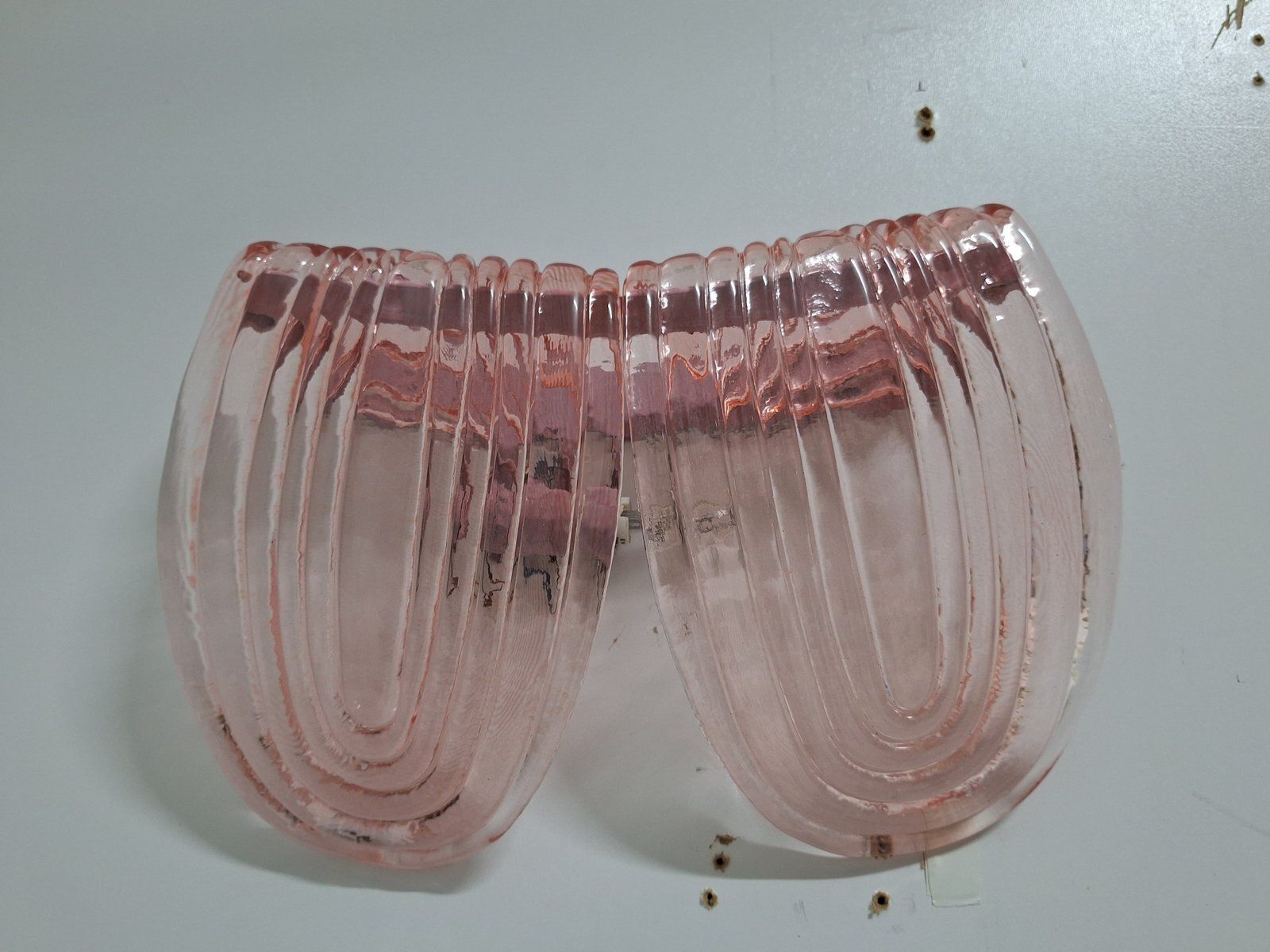 Art Deco Style Pink Murano Glass Wall Lamps, 1940s, Set Of 2 photo vintage