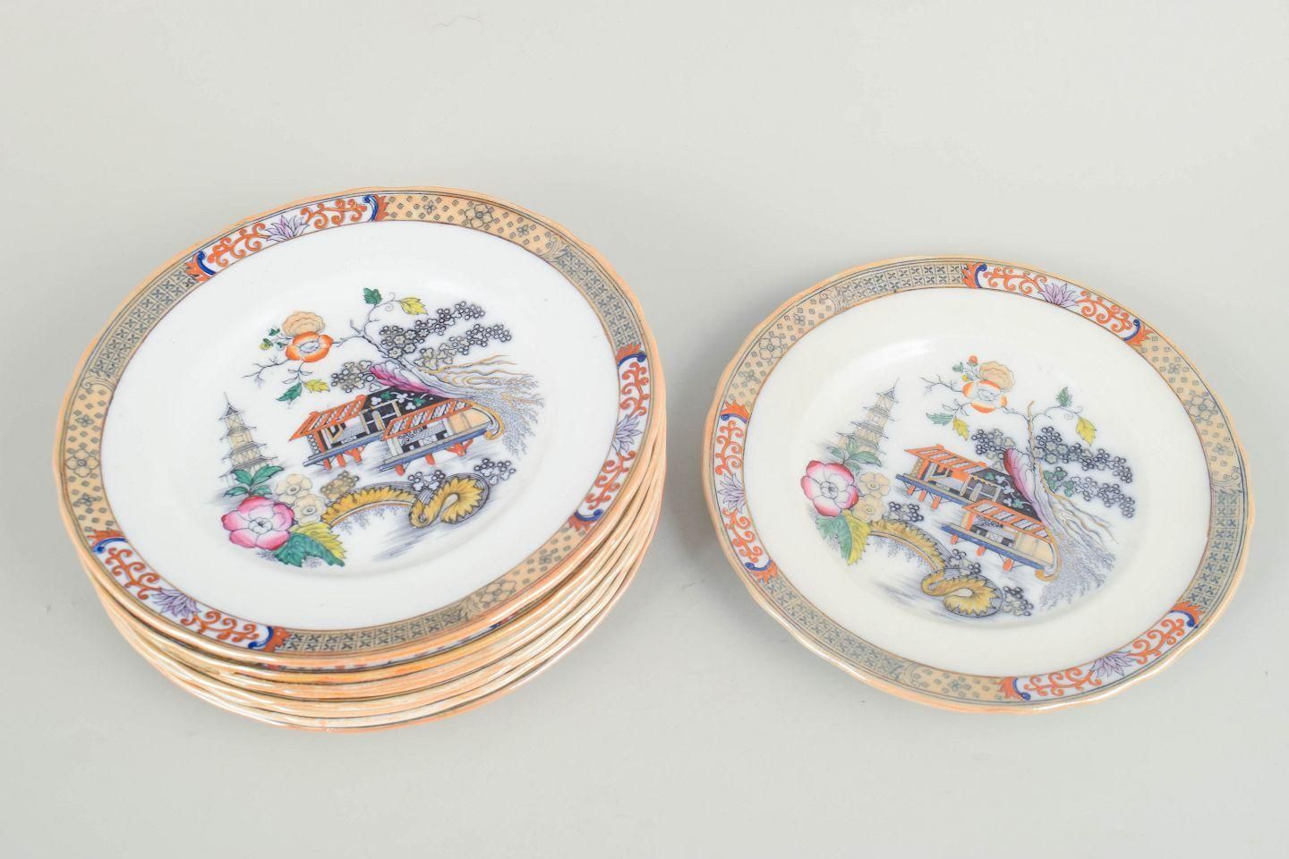 Rörstrand. Set Of Nine Lunch Plates In Faience. 'Japan' Series. Early 20th C. photo furniture