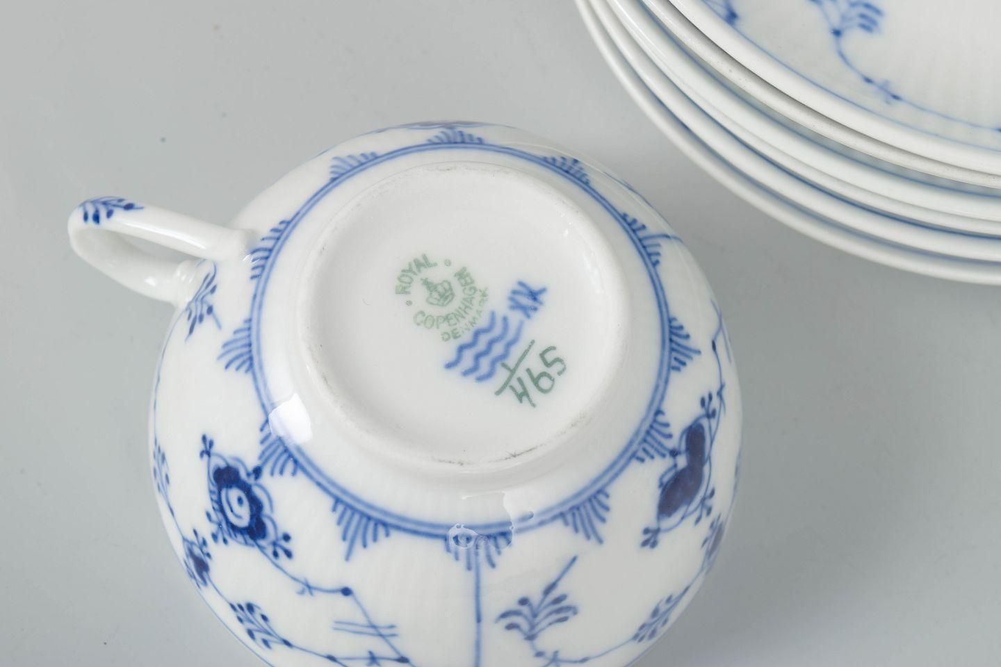 Royal Copenhagen Blue Fluted Plain. Set Of Six Porcelain Coffee Cups & Saucers photo Home Decor