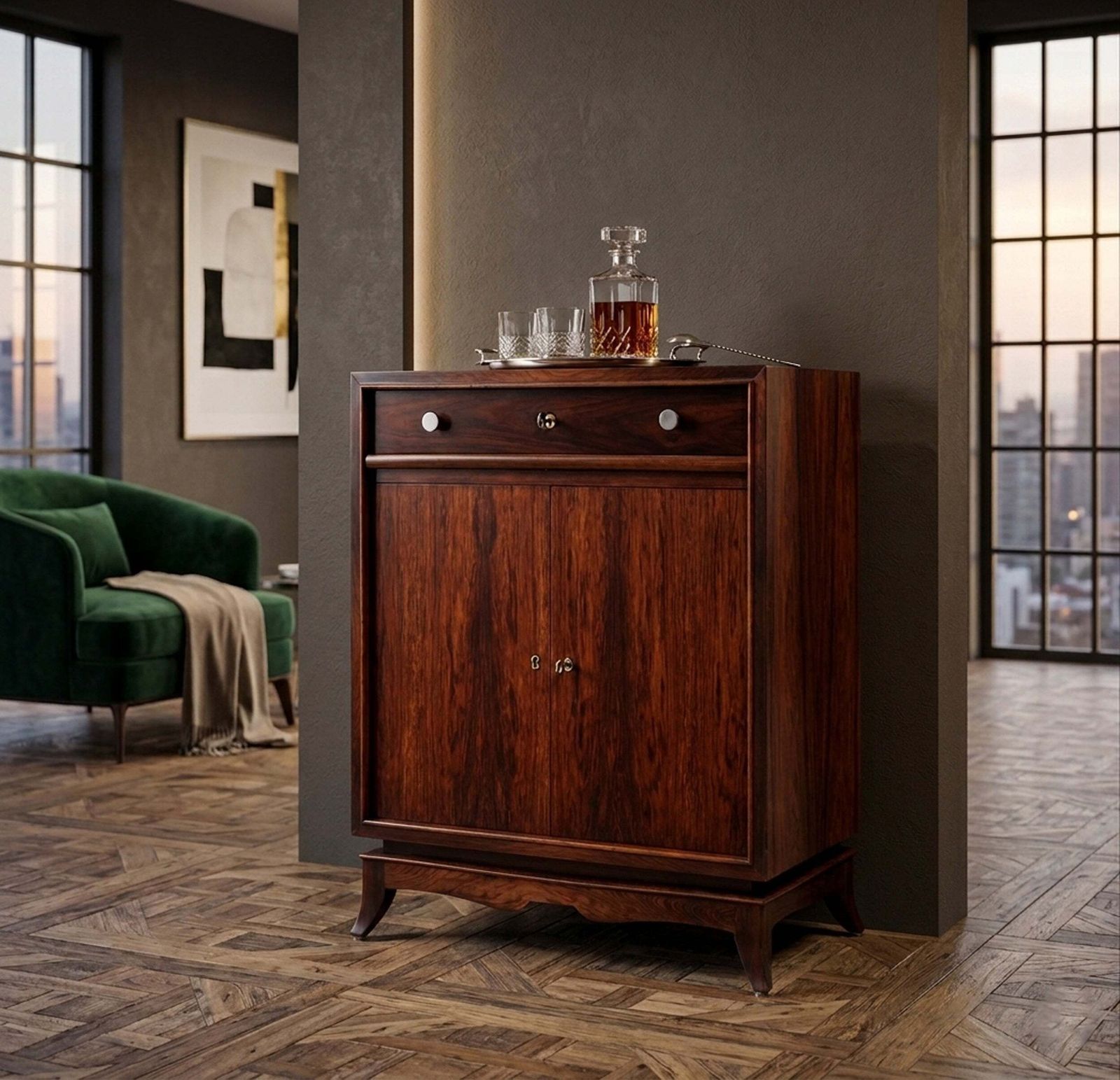 French Art Deco Rosewood Cocktail Cabinet photo 1650.0
