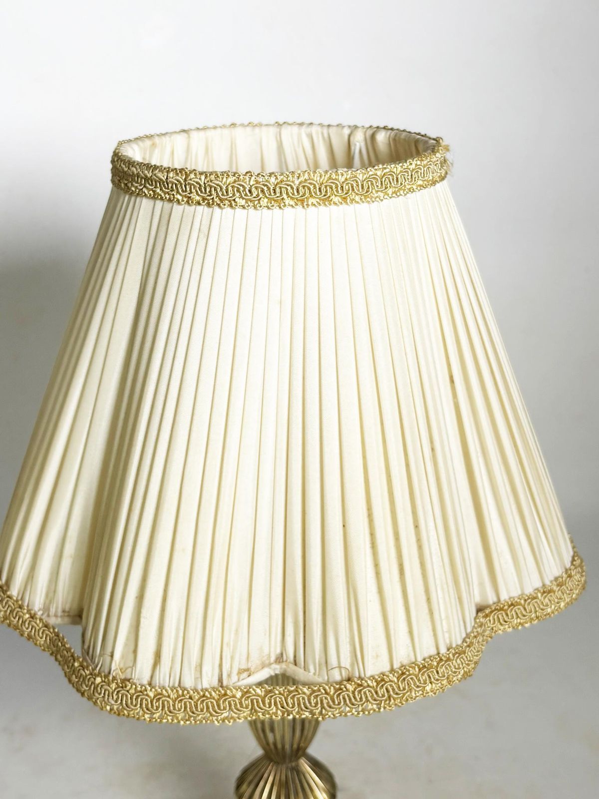 Brass Table Lamp With Its Original Art Nouveau Shade, France, 1920 photo Lighting
