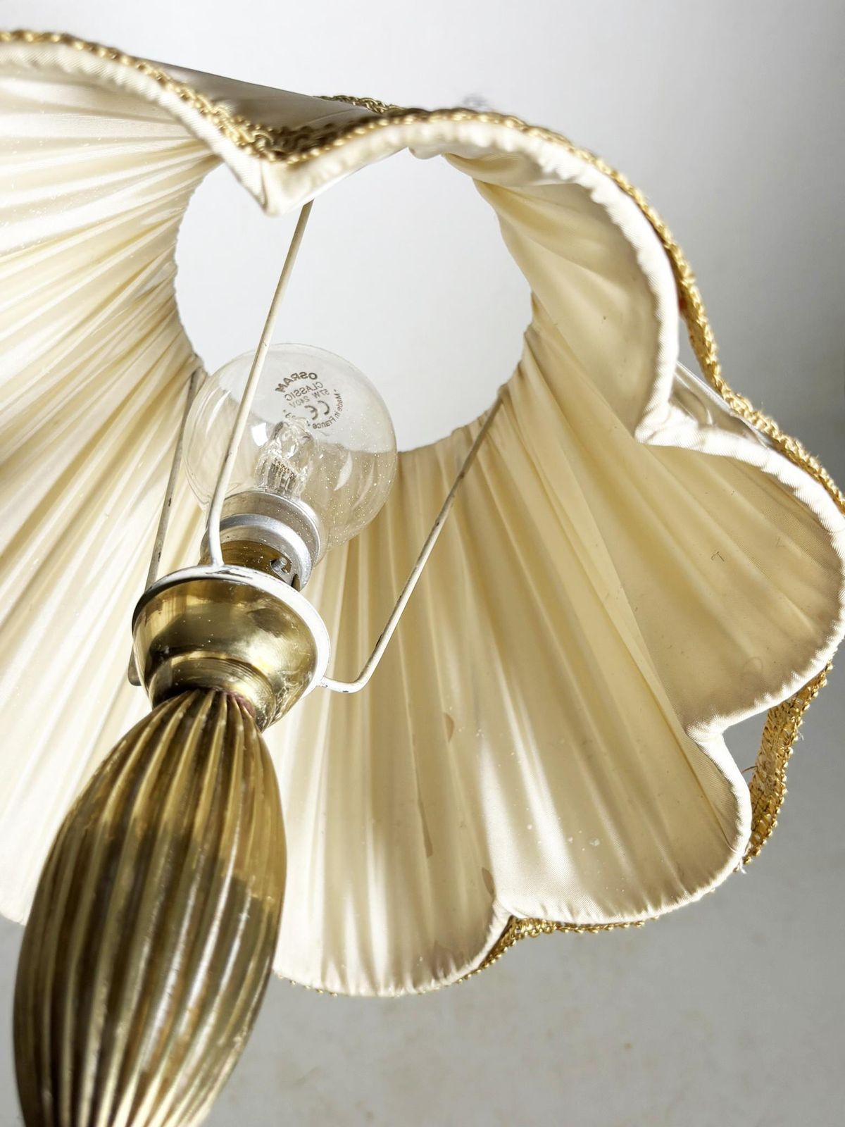 photo vinterior Brass Table Lamp With Its Original Art Nouveau Shade, France, 1920