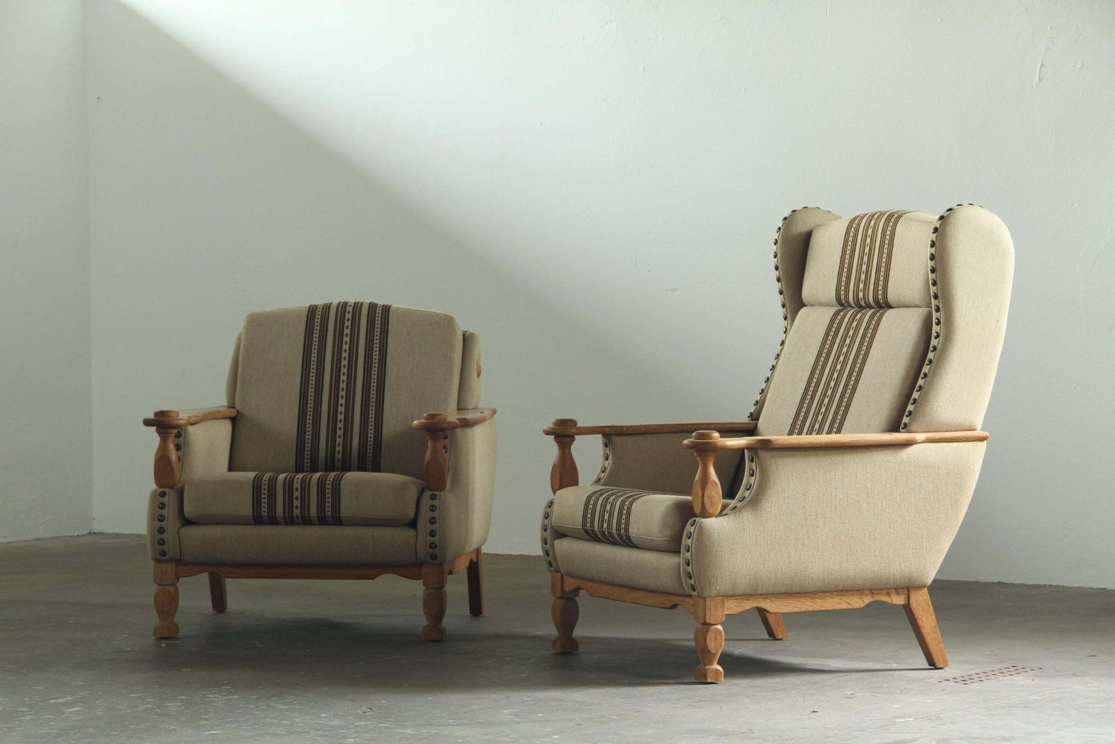 photo buy Vintage 1960s Low Lounge Arm Chair Oak, Style Of Henning Kjærnulf