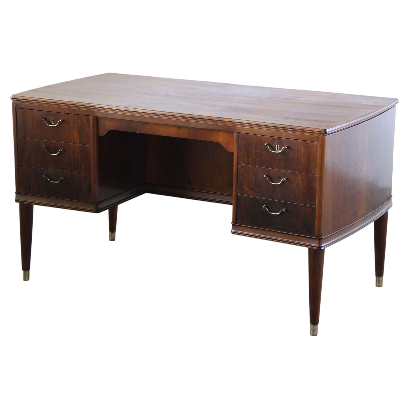 Vintage Art Deco Mahogany Writing Desk, Danish Mid Century Modern, 1950s