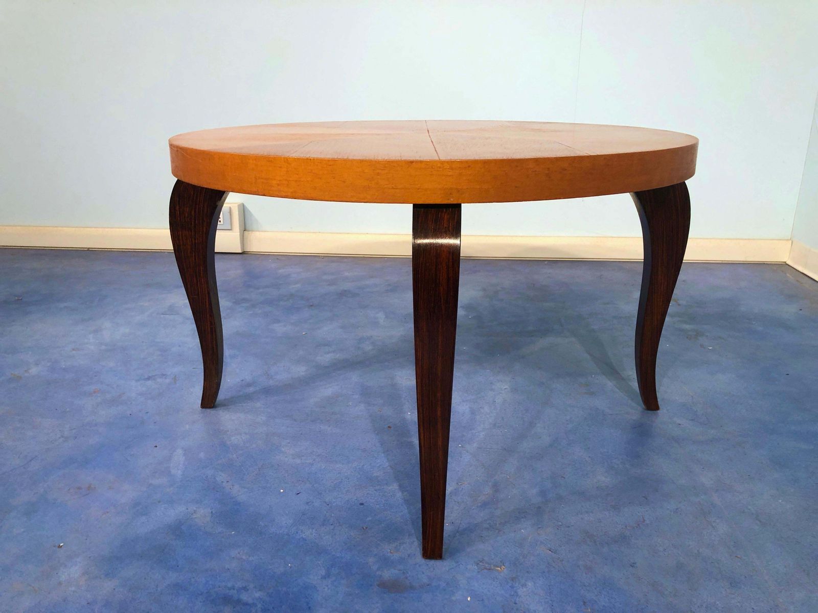 French Art Deco Coffee Table, Maple Top, Elegant Design, 1940s, France photo vinterior