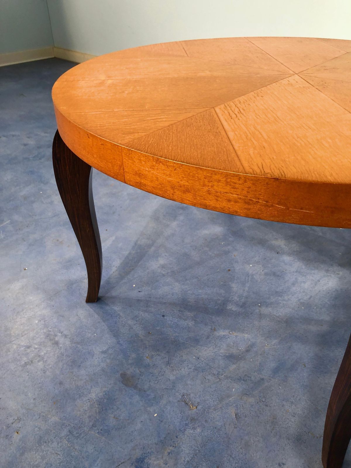 French Art Deco Coffee Table, Maple Top, Elegant Design, 1940s, France photo vintage
