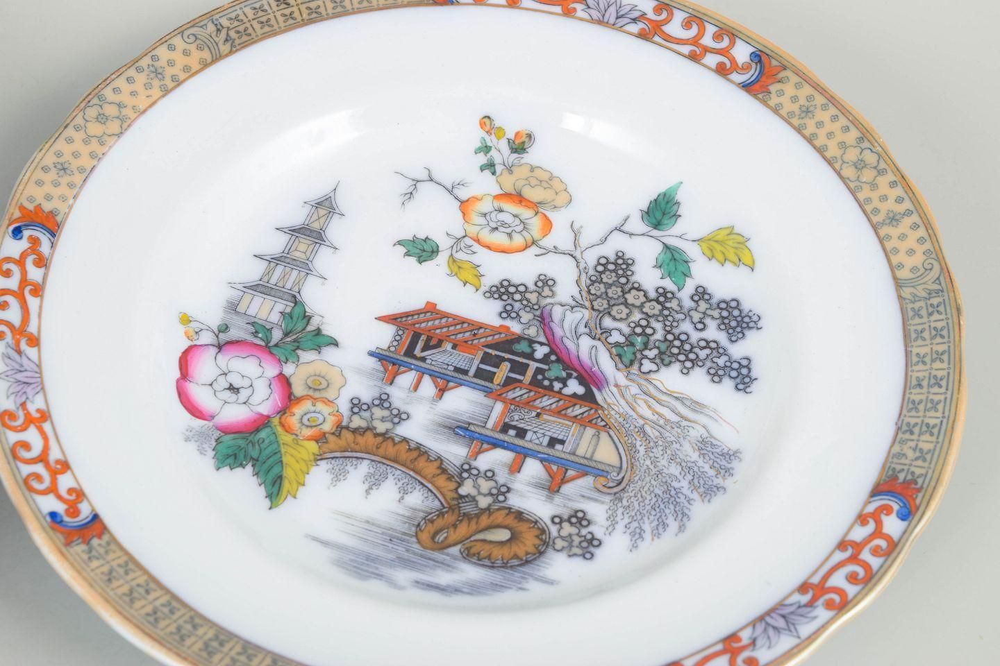 Rörstrand, Suède. Six assiettes plates en faïence. Série « Japan ». Début du XXe siècle. photo for sale