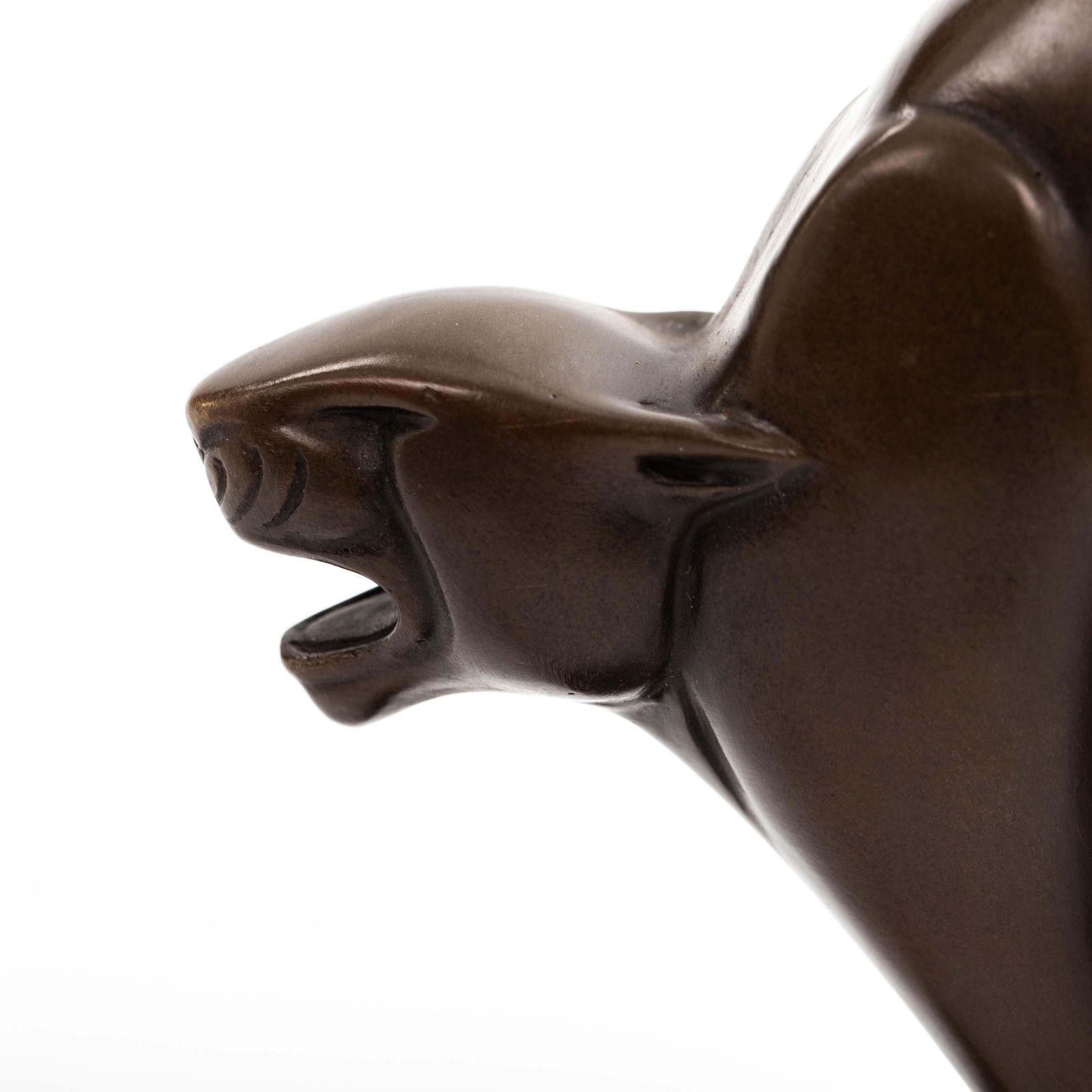 photo buy Dutch Cubist Art Déco Bronze Panther On Black Marble By C. Van Der Hoef, 1920s