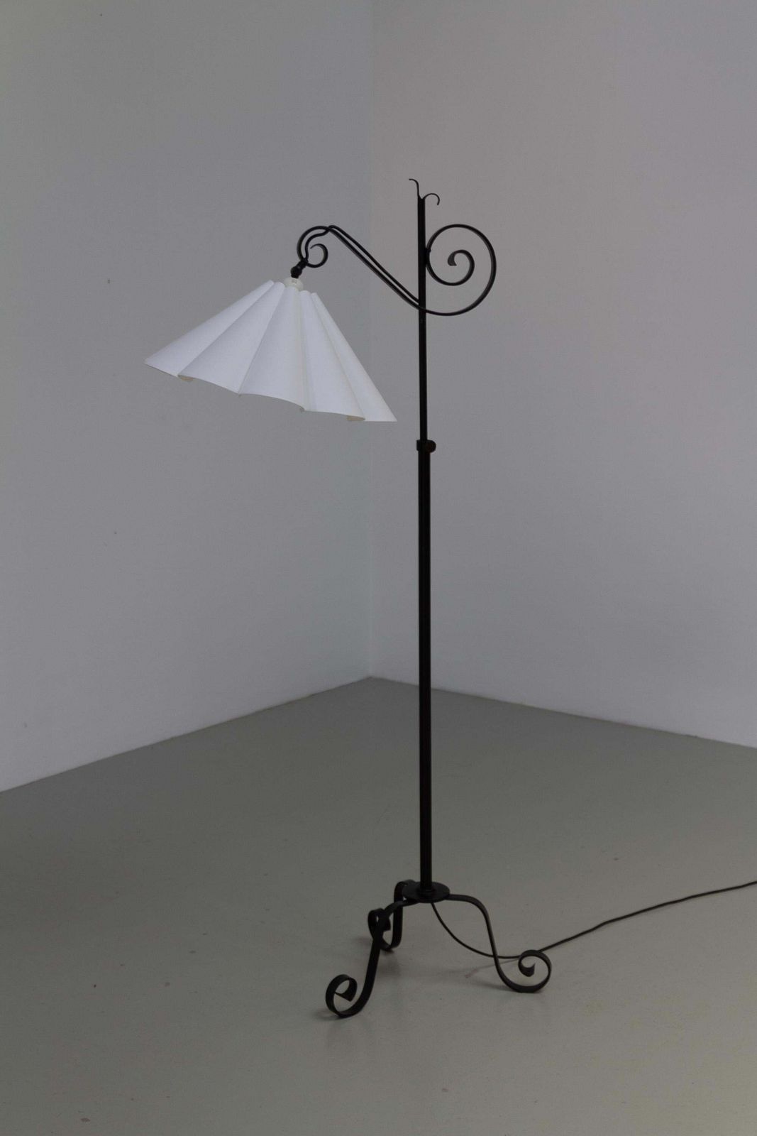 Danish Art Deco Tripod Floor Lamp In Wrought Iron, 1940s. photo furniture
