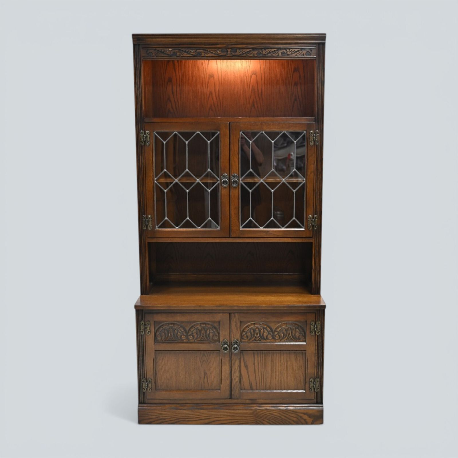 photo vinterior Old Charm Wall Unit Bookcase Display Light Oak Vintage Free Uk Delivery