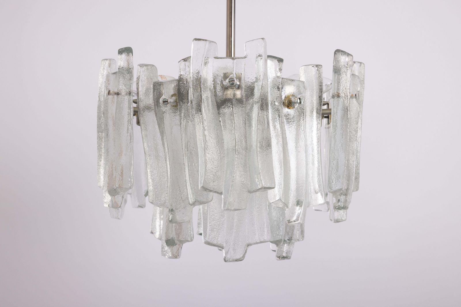 Stunning Kalmar Chandelier 'Fuente', Ice Glass, Germany, 1970 photo Lighting
