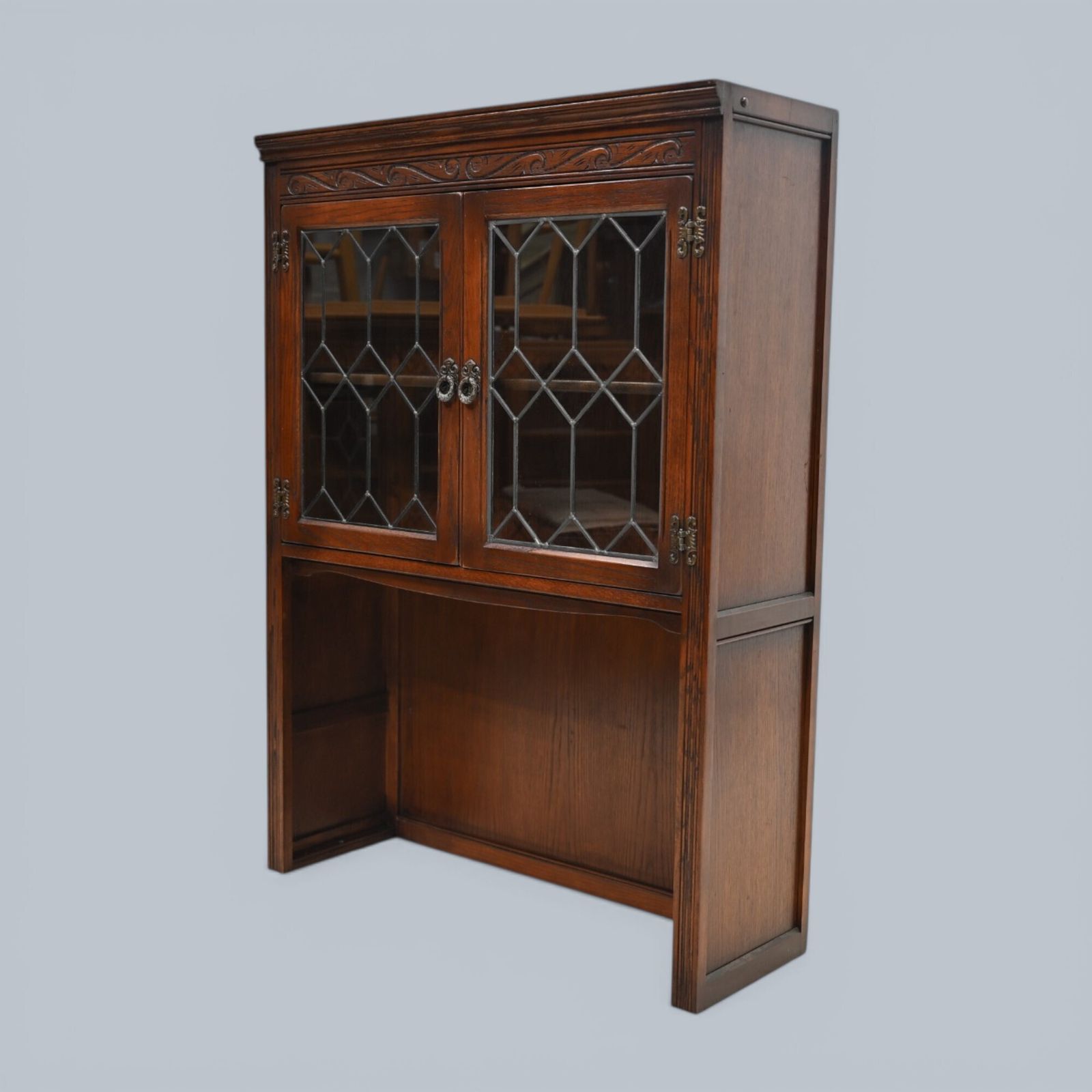 Old Charm Wall Top Unit Bookcase Leaded Glass Display Tudor Brown Free Delivery* photo furniture