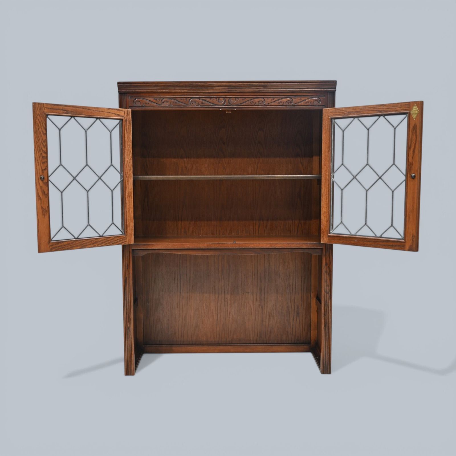 photo furniture Old Charm Wall Top Unit Bookcase Leaded Glass Display Tudor Brown Free Delivery*