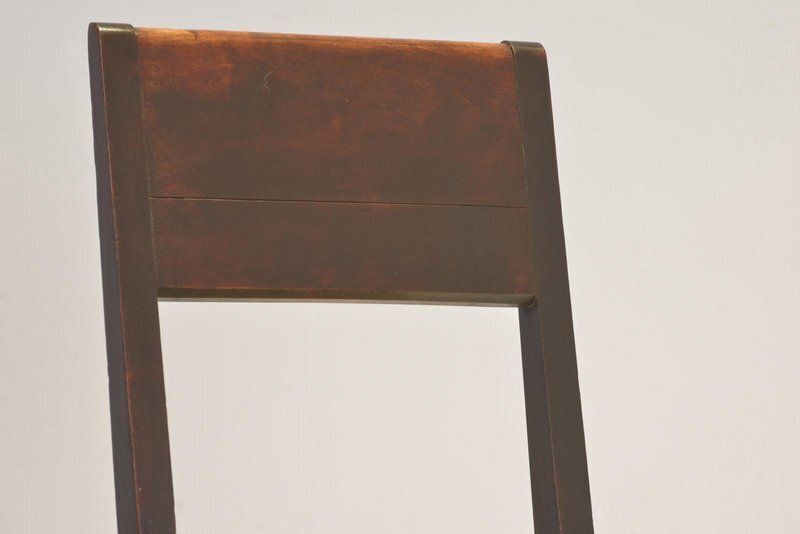 Furniture Cubist Dining Chairs In Stained Alder Wood, 1925, Set Of 2 photo