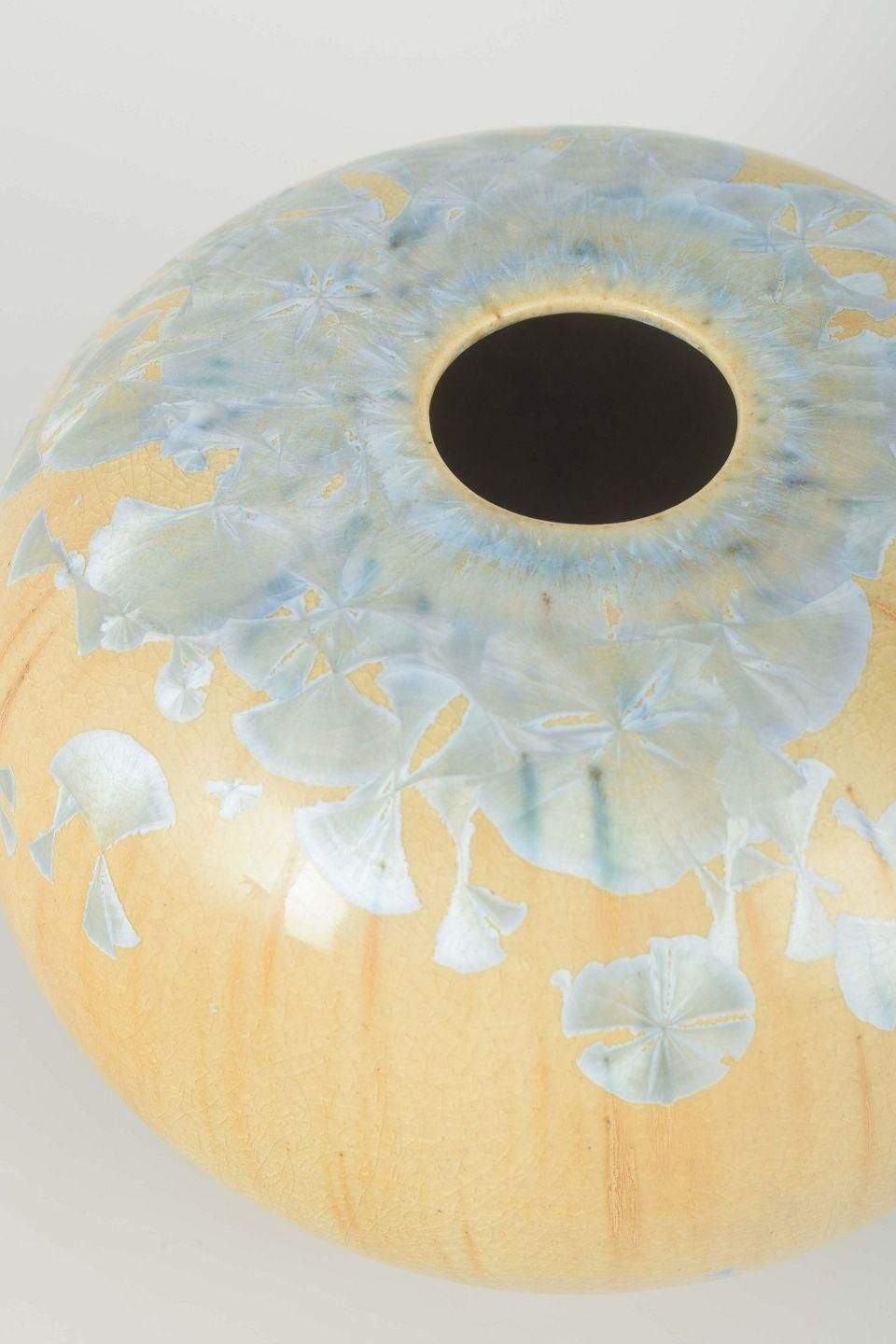 European Studio Potter. Stoneware Vase In Shades Of Light Blue And Beige. photo for sale