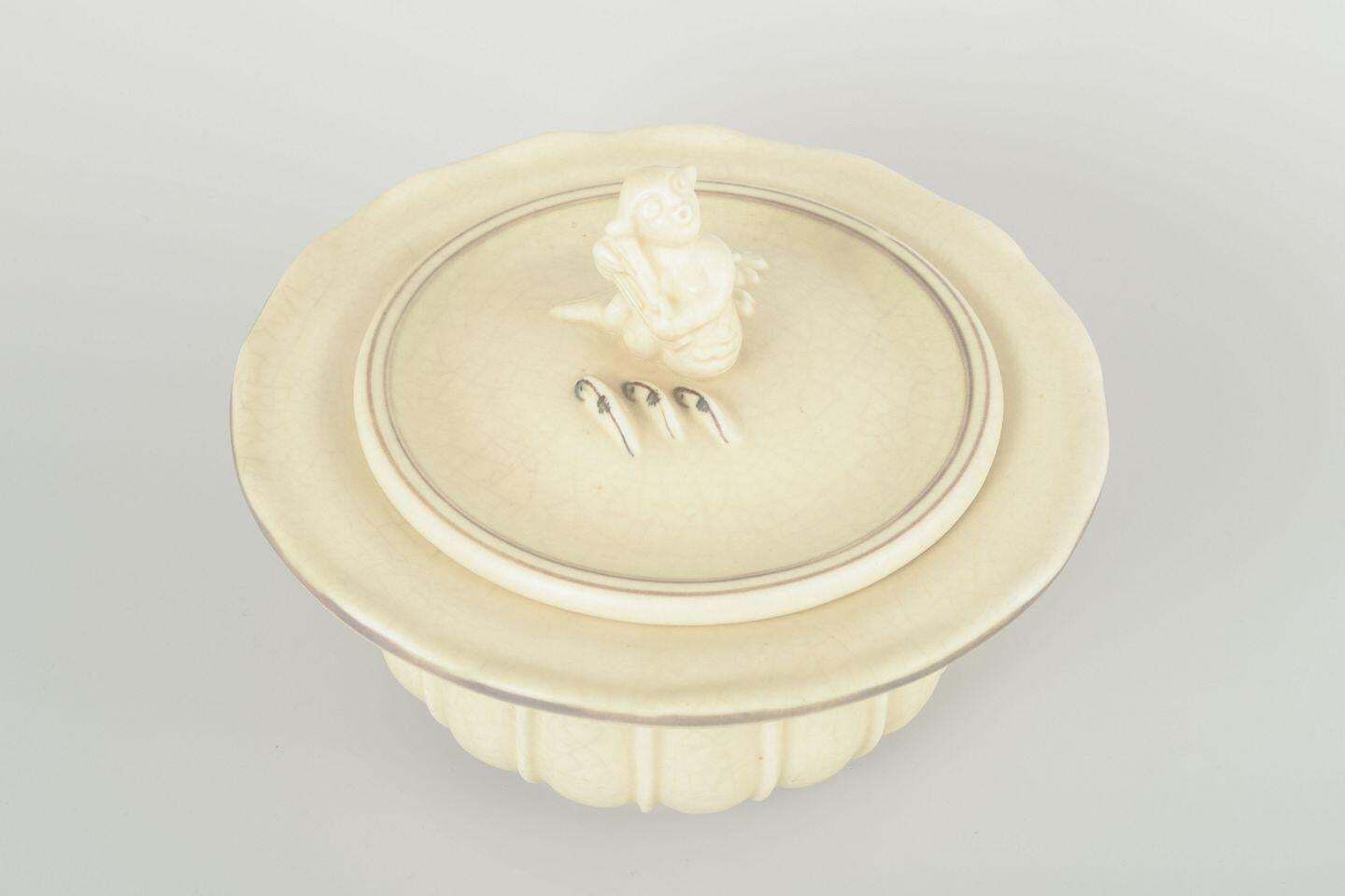 Jens Jacob Bregnø. Royal Copenhagen. Art Deco Faience Jar. Lid With Figural Knob photo furniture