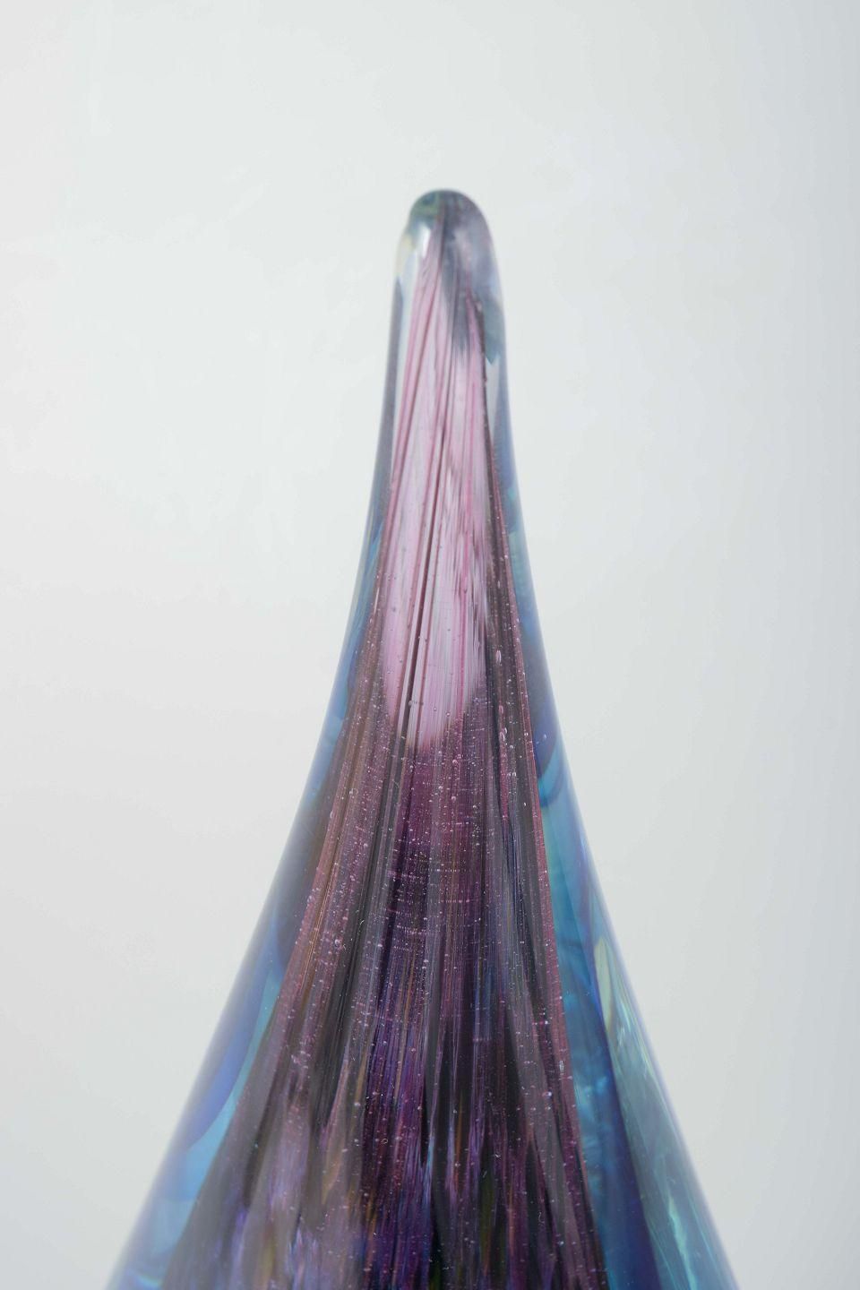 Murano Drop Shaped Sculpture In Clear And Blue Violet Art Glass. 1970s. photo for sale
