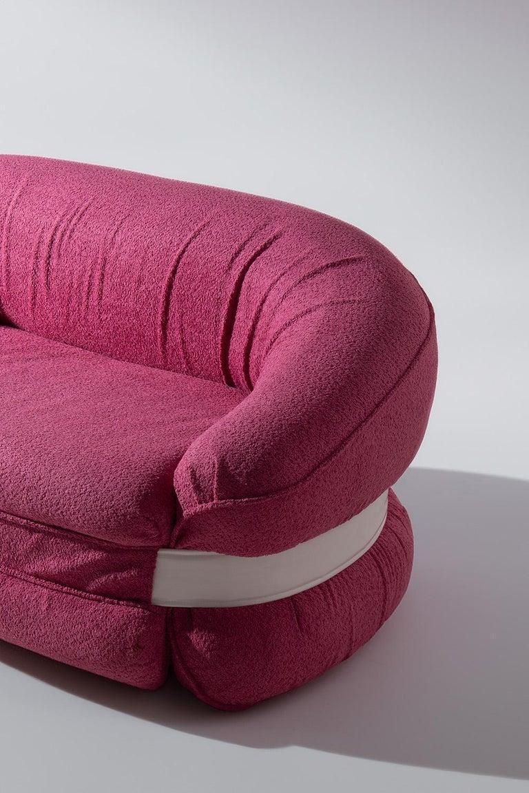Italian Fluid Sofa Premiere In Pink Bouclé By Adriano Piazzesi photo for sale
