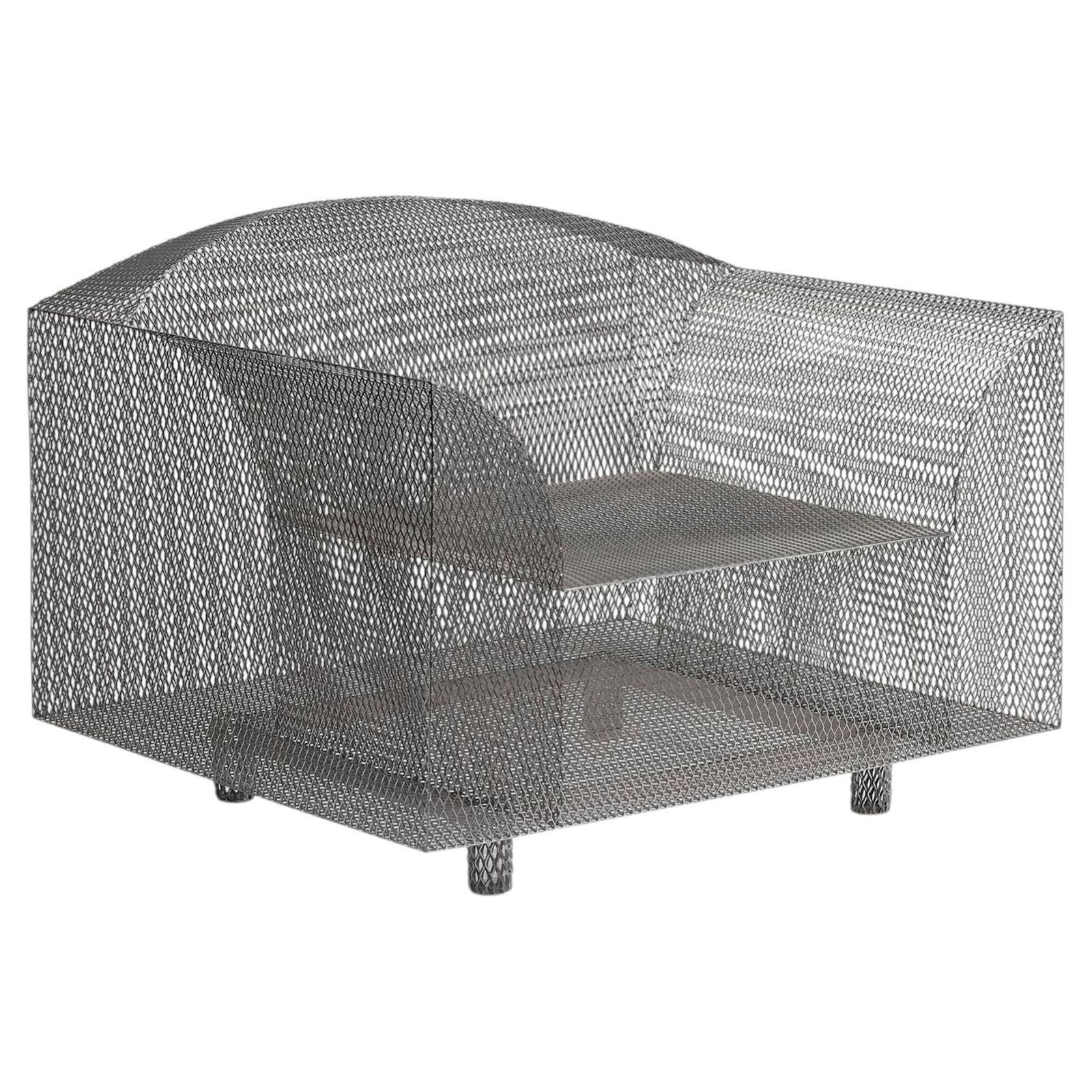 20th Century Shiro Kuramata Steel Mesh 'How High The Moon' Armchairs For Vitra