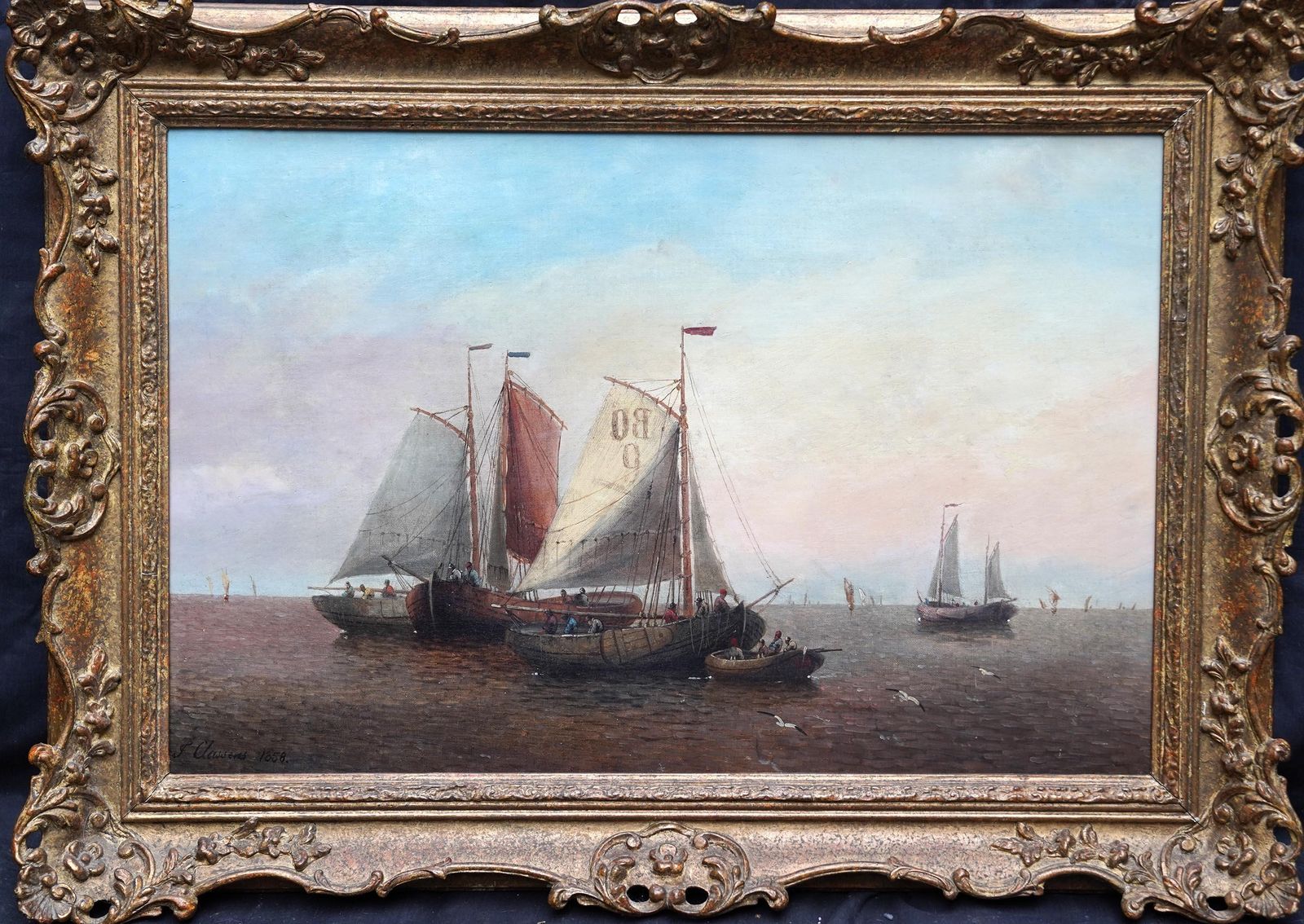Marine Seascape   Dutch Old Master Nautical Art Oil Painting Sailing Boats