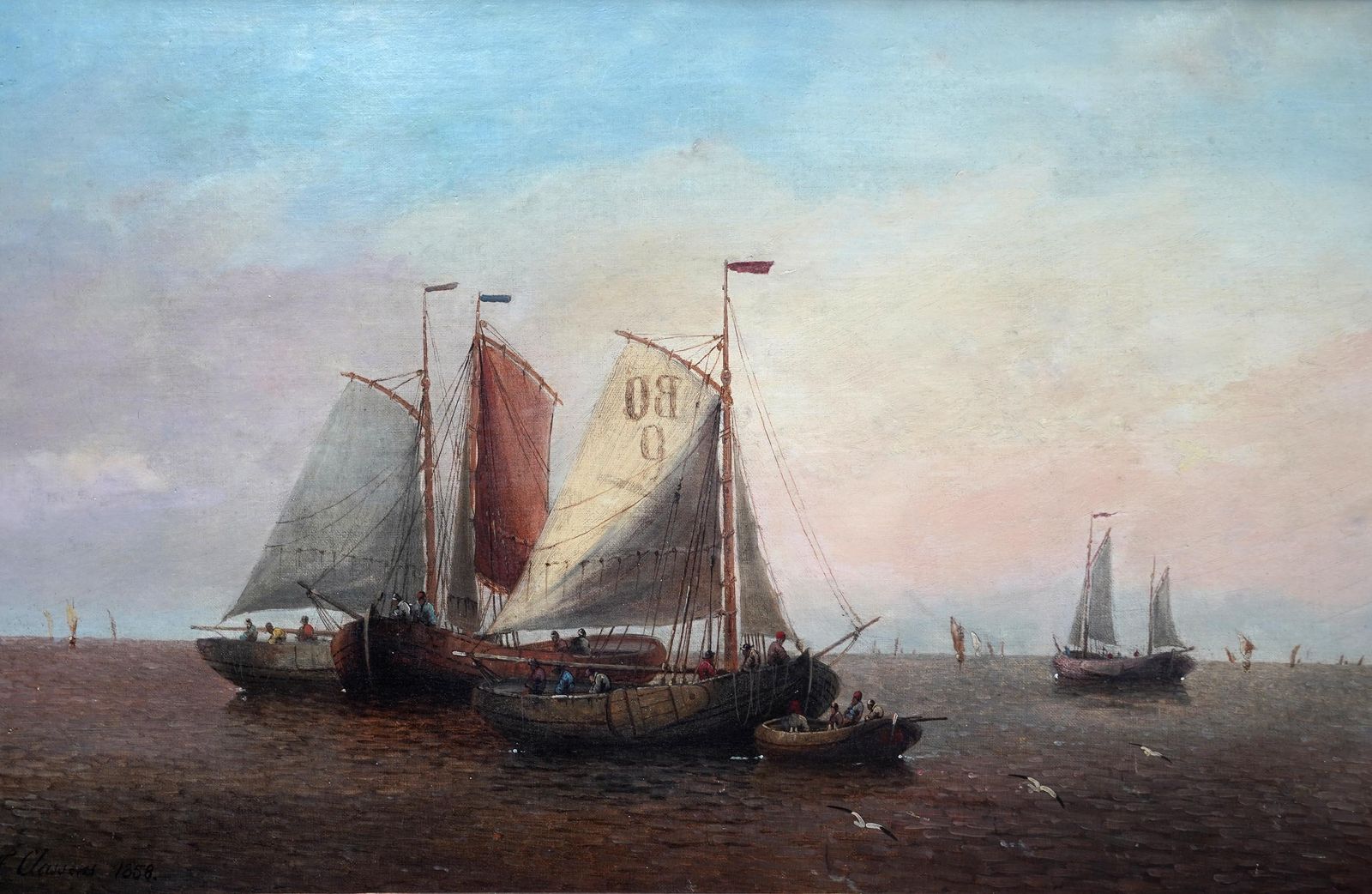 Marine Seascape   Dutch Old Master Nautical Art Oil Painting Sailing Boats photo furniture