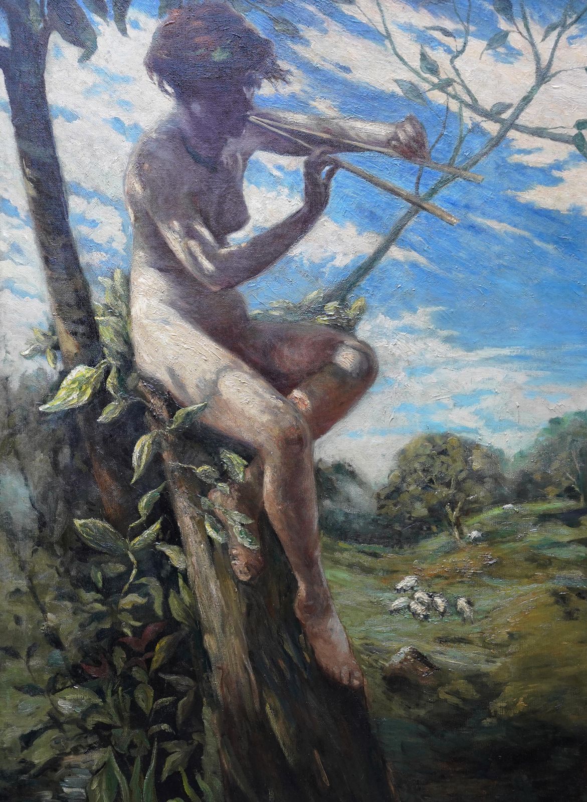 Tree Nymph In A Landscape   American Impressionist 1920's Art Oil Painting photo furniture