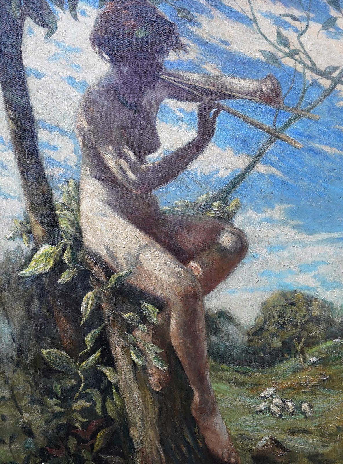 Tree Nymph In A Landscape   American Impressionist 1920's Art Oil Painting photo for sale