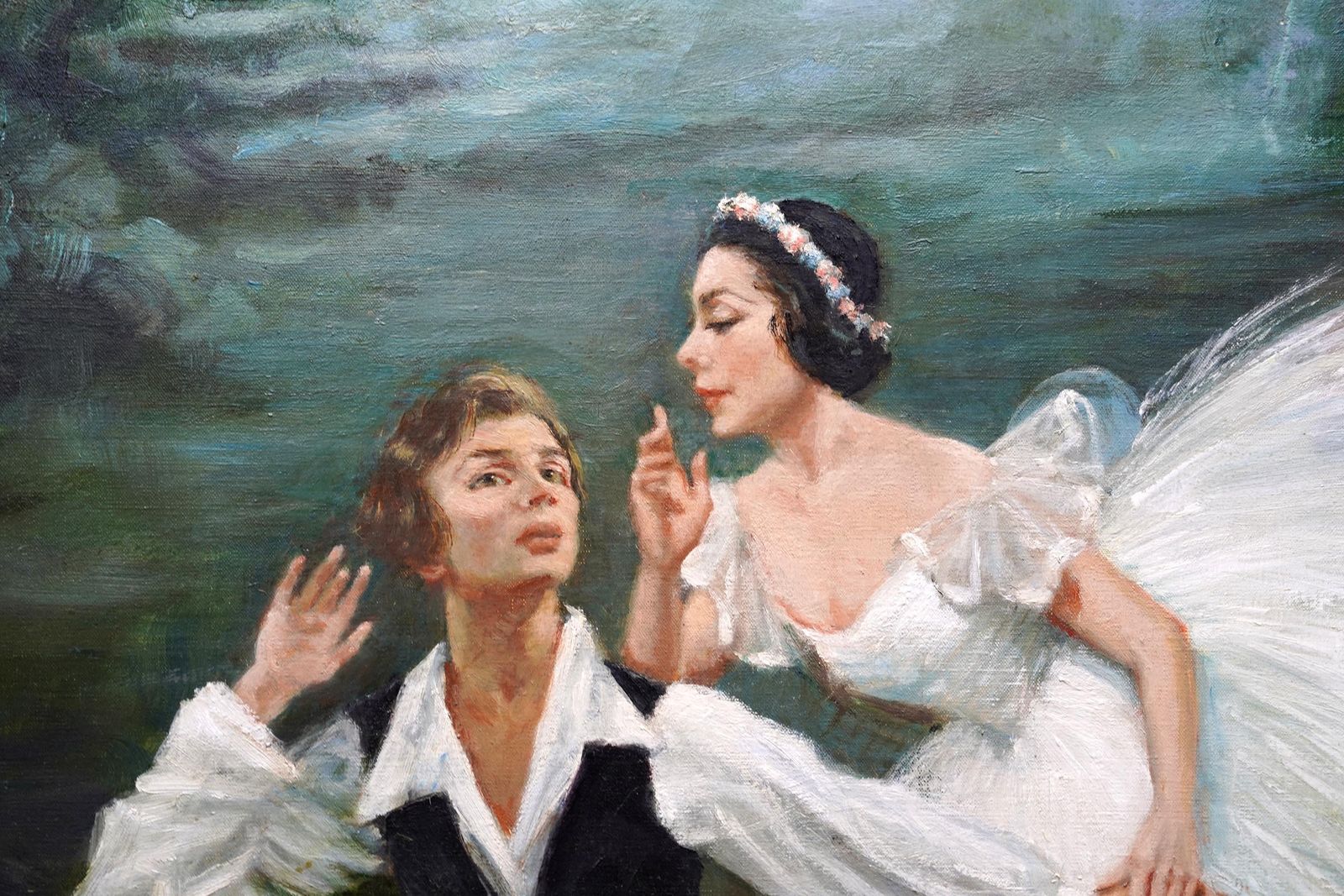 Fonteyn And Nureyev, Les Sylphides   British 1960's Ballet Art Oil Painting photo 4076.0