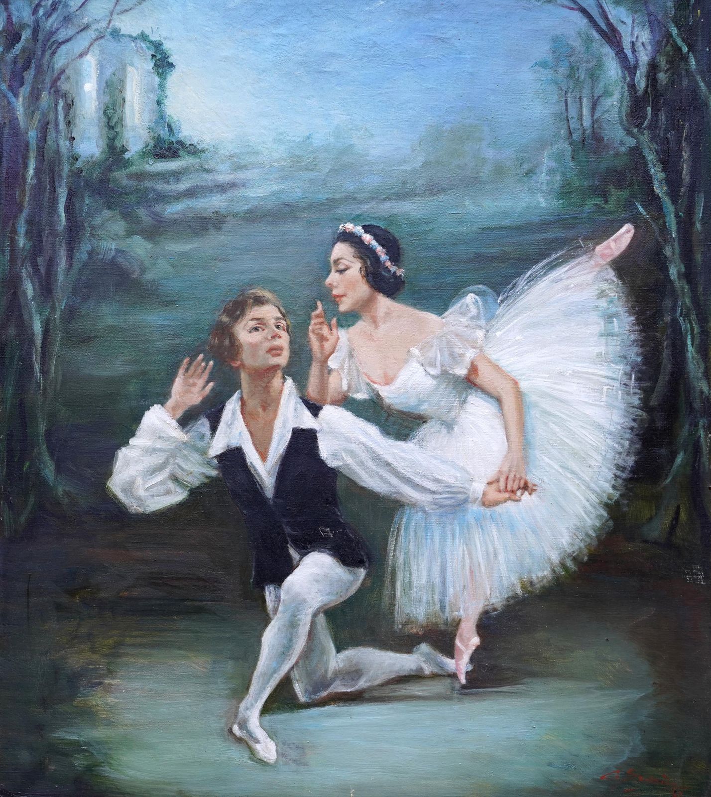 photo furniture Fonteyn And Nureyev, Les Sylphides   British 1960's Ballet Art Oil Painting