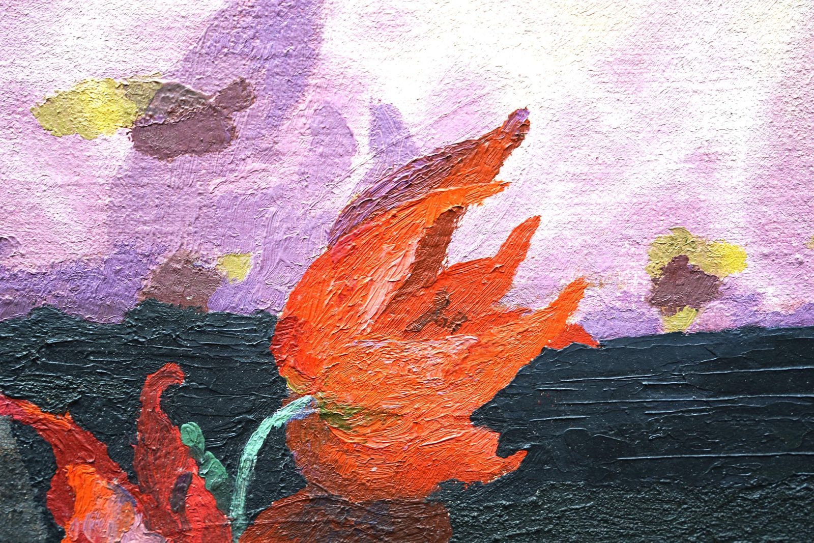 Orange Tulips   British Post Impressionist Floral Art Oil Painting Flowers photo 3057.0