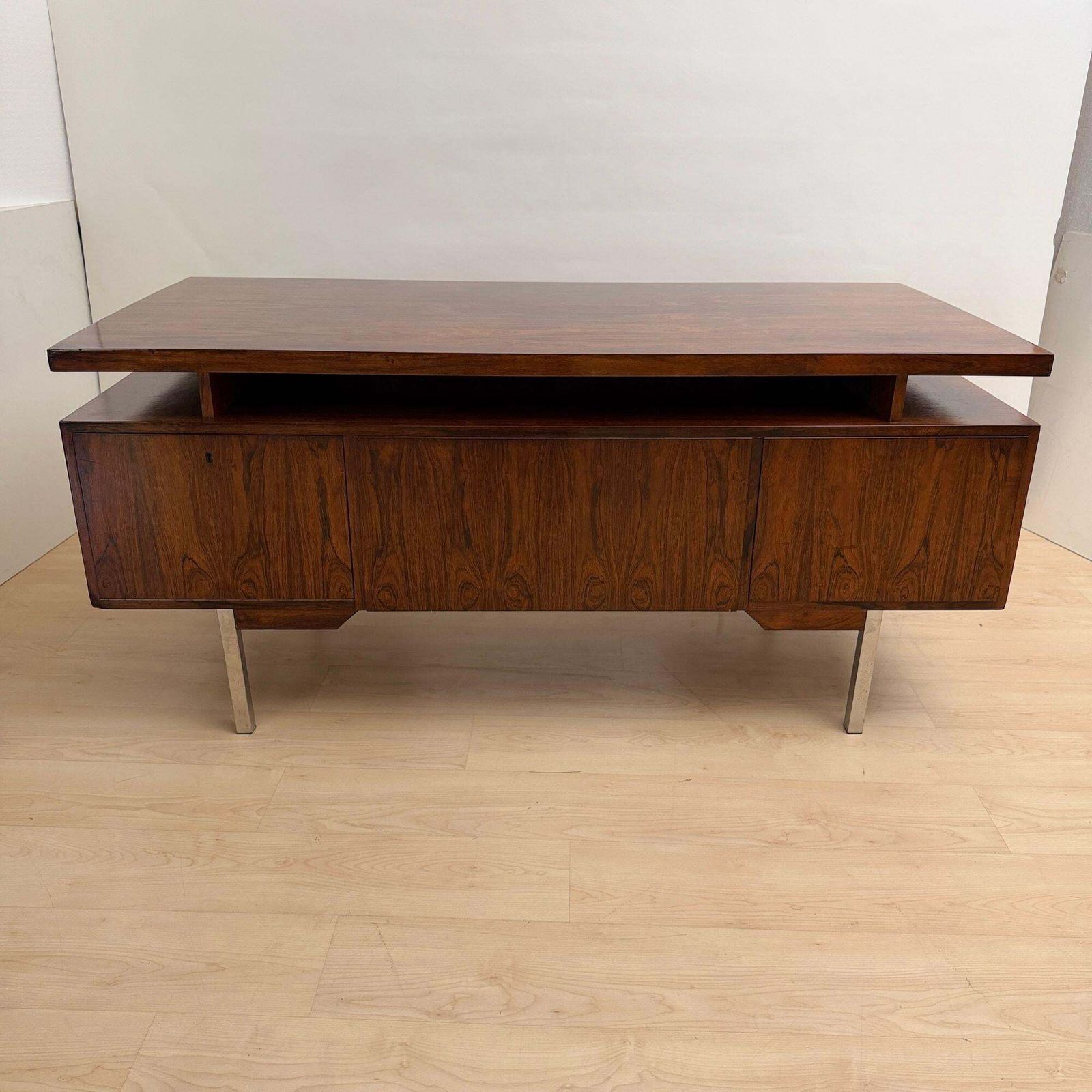 Mid Century Desk, Rosewood Veneer, Germany, Circa 1960 photo vintage