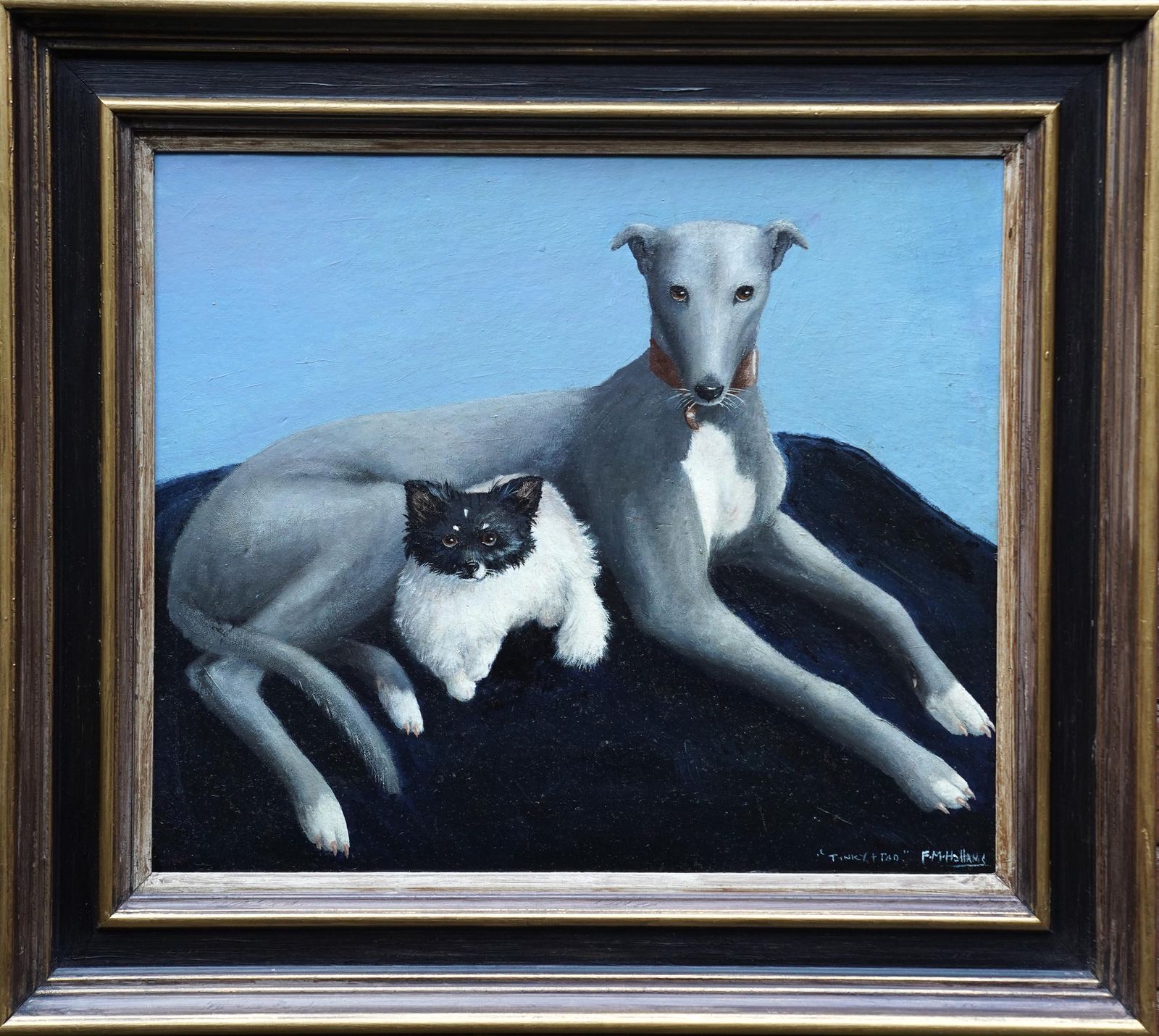 Portrait Of Two Dogs Tinky And Tad   British Animal Art Oil Painting