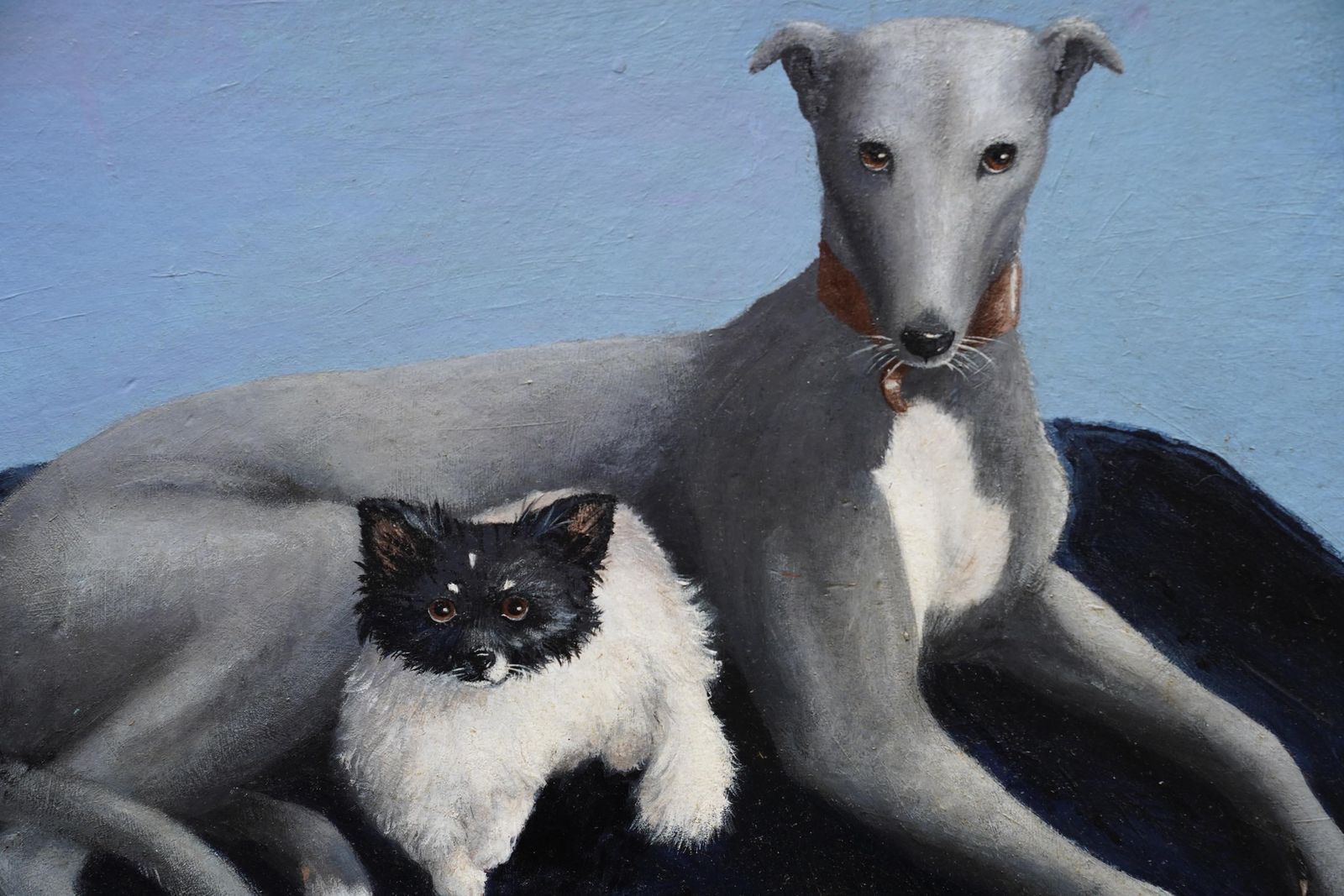 Portrait Of Two Dogs Tinky And Tad   British Animal Art Oil Painting photo for sale