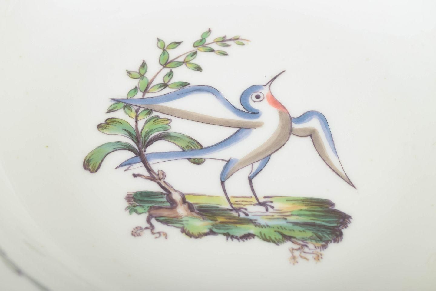 Royal Copenhagen. Four Large Deep Porcelain Plates With Bird Motif. Early 20th C photo for sale