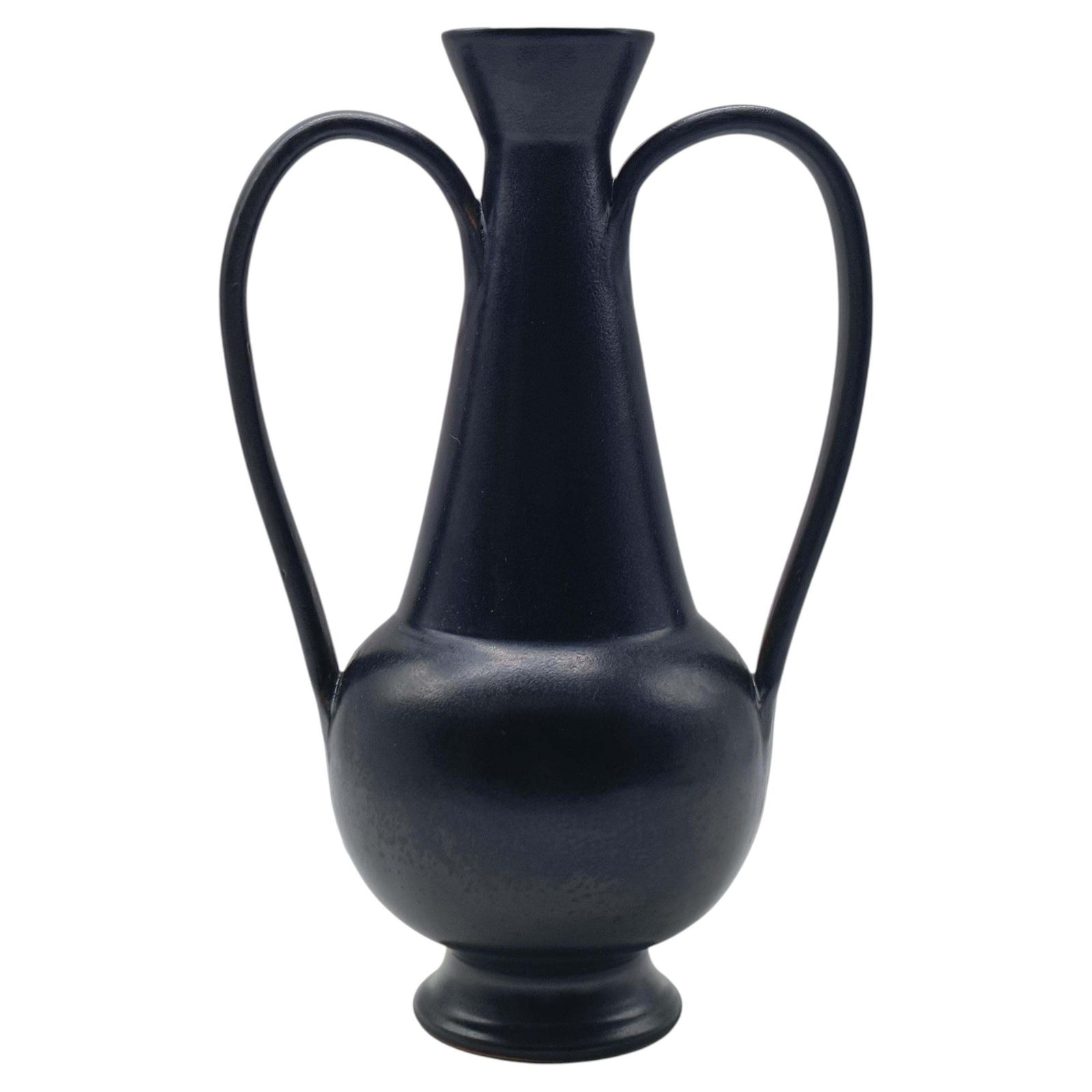 Gio Ponti For Costantino Vase In Black Bucchero Ceramic, Italy 1997