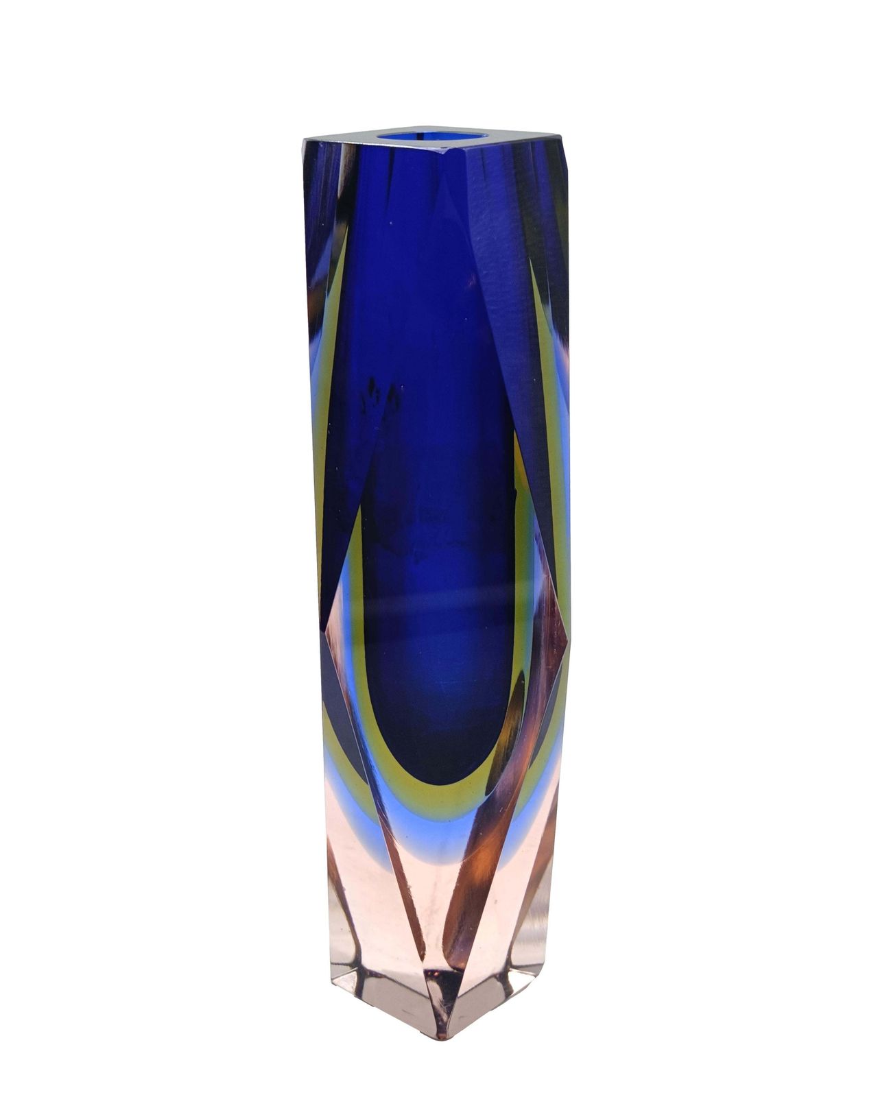 Flavio Poli For Mandruzzato Submerged Faceted Murano Glass Vase, 1960 photo for sale
