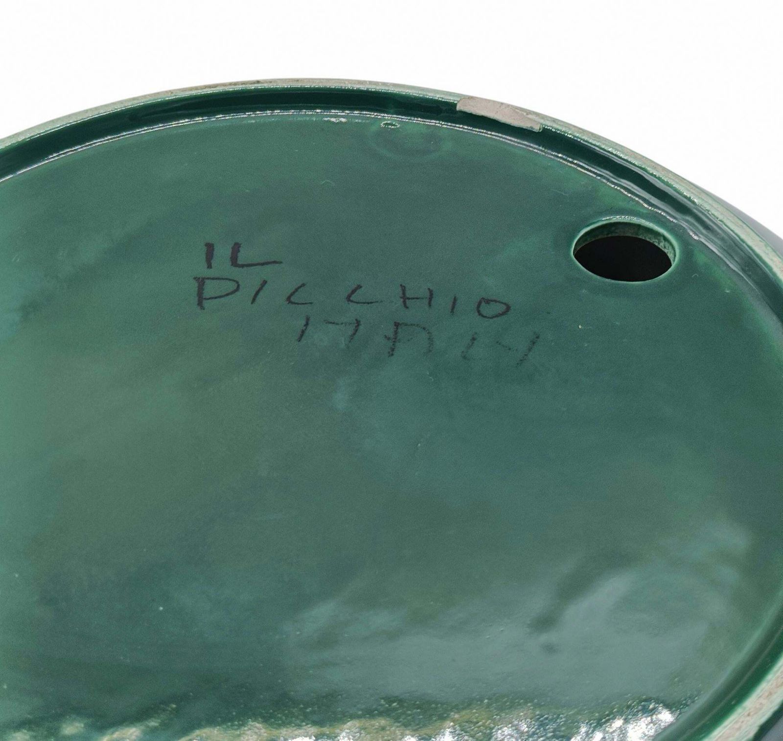 photo furniture Enzo Bioli For Il Picchio Centrotavola In Green Ceramic, Italy 1960s