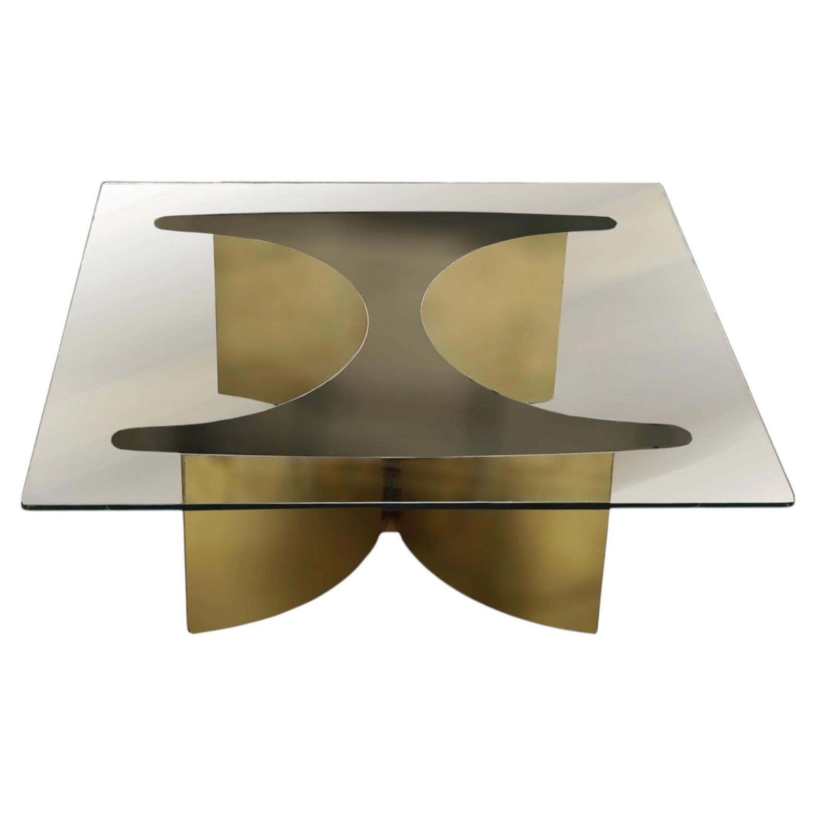 Giuseppe Raimondi For Cristal Art Brass Coffee Table With Glass Top, 1970s