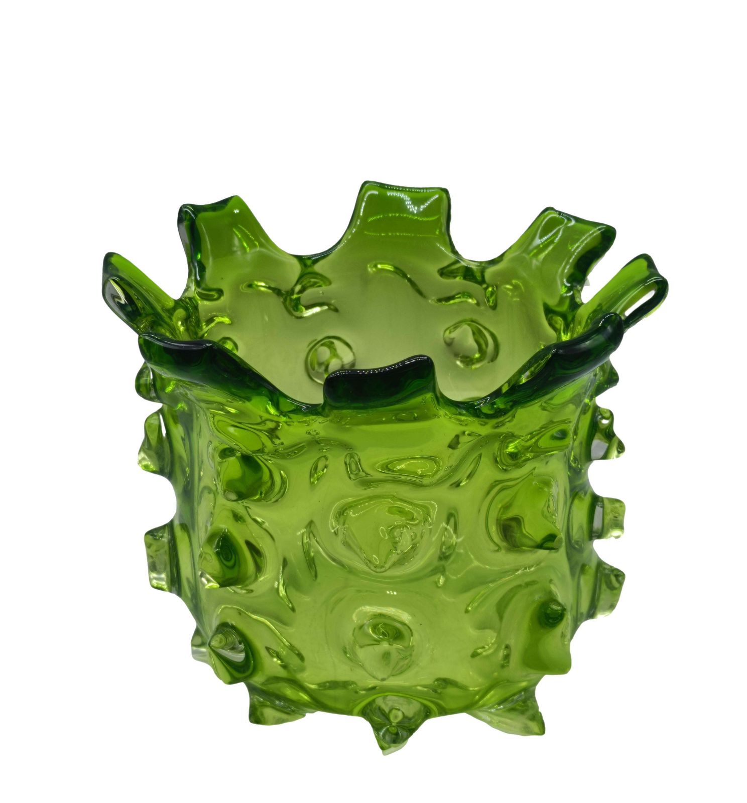 Prato Green Artistic Murano Glass Sculpture Vase, Italy 1970s photo furniture