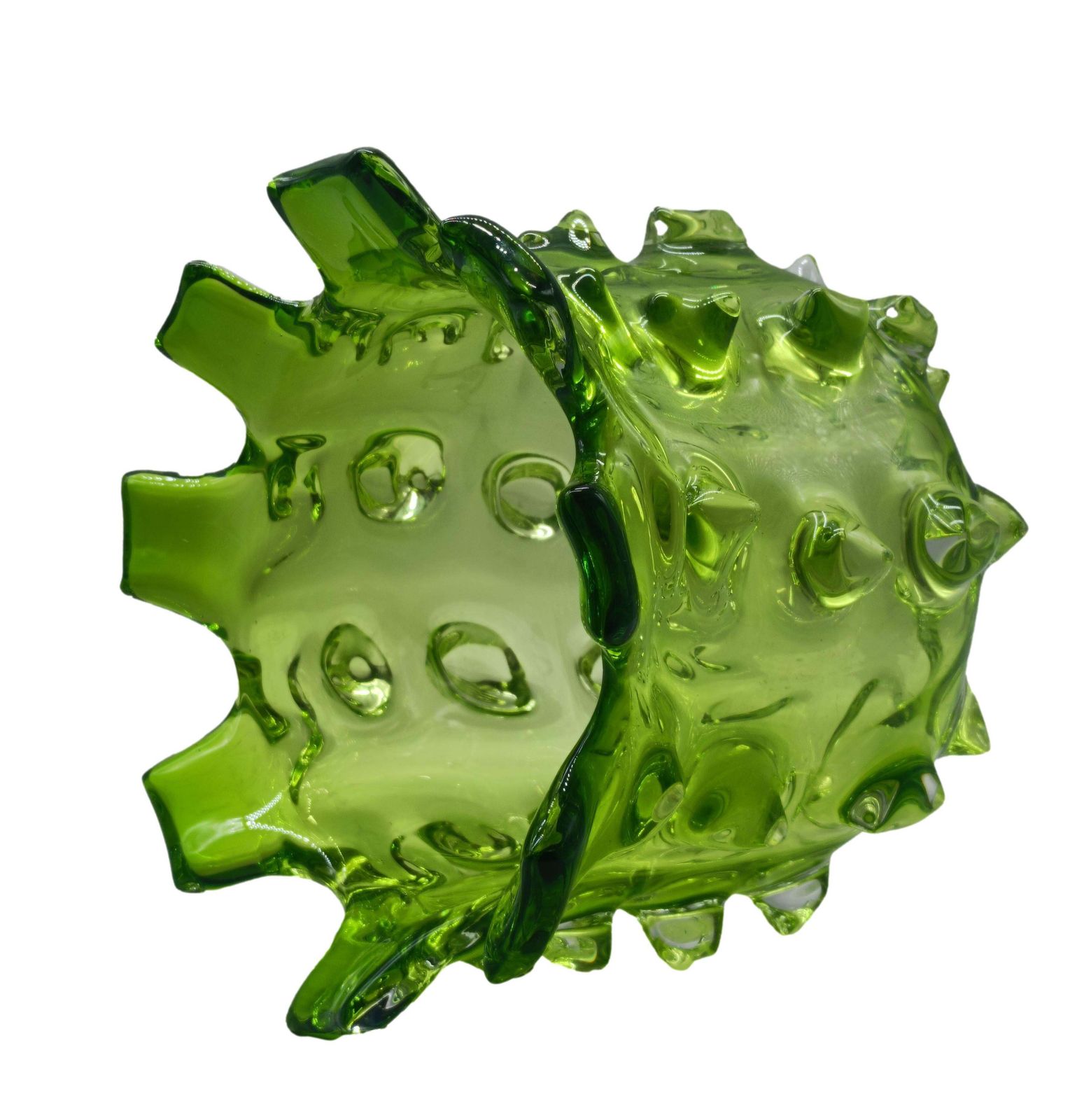 Prato Green Artistic Murano Glass Sculpture Vase, Italy 1970s photo Home Decor